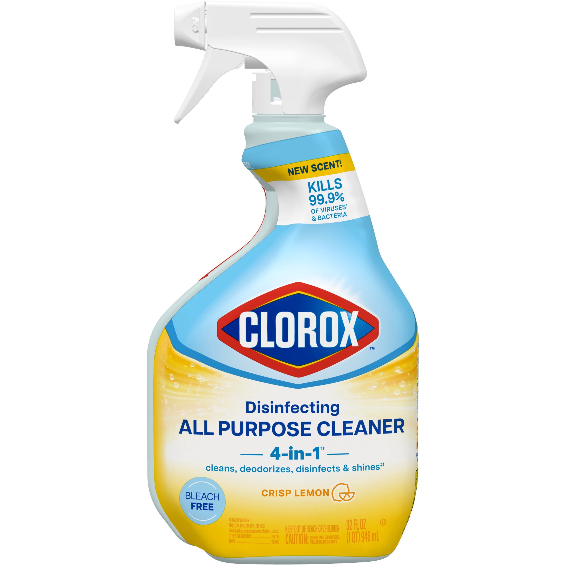 Clorox Disinfecting All Purpose Cleaner, Bleach-Free Formula, Crisp Lemon (9 Pack, 32 fl oz) j8xdm