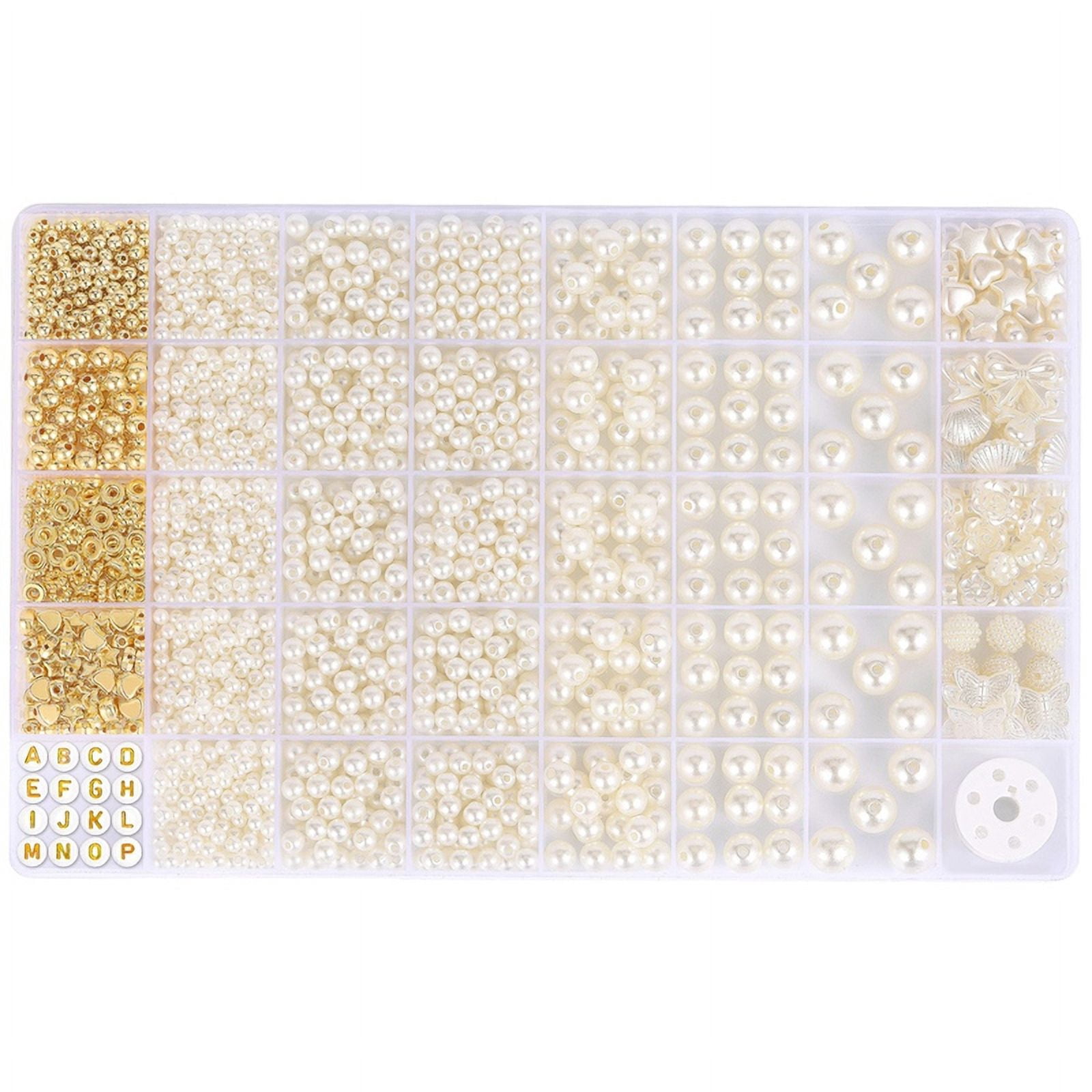 Generic 1860pcs Pearl Bead Jewelry Making Kit for DIY Bracelets and Necklaces (White, 1860 Pieces) 9pprd