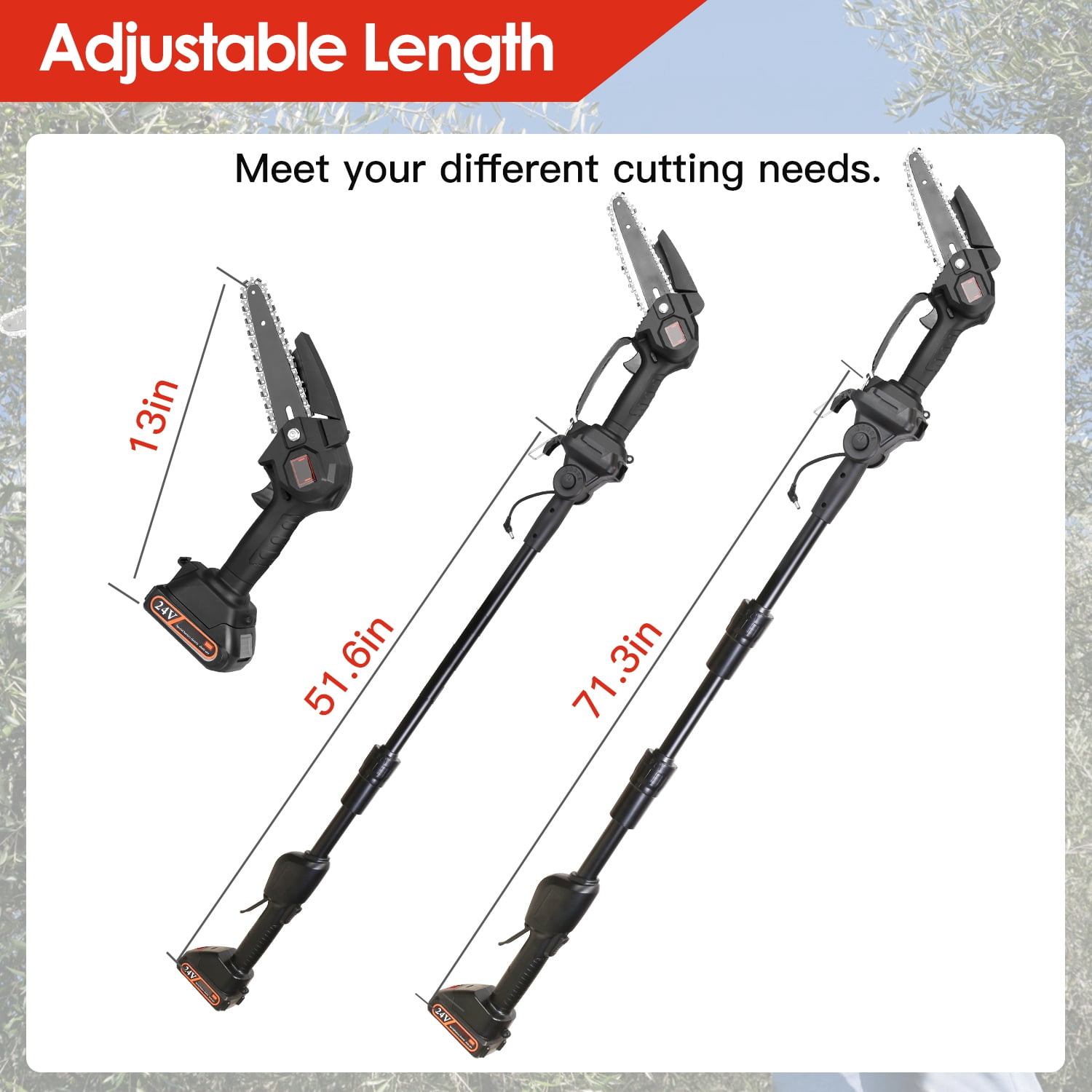iMounTEK 2-in-1 Cordless Pole Saw and Mini Chainsaw, Adjustable Reach for Tree Trimming (Black, 71.3 in) s2zc6