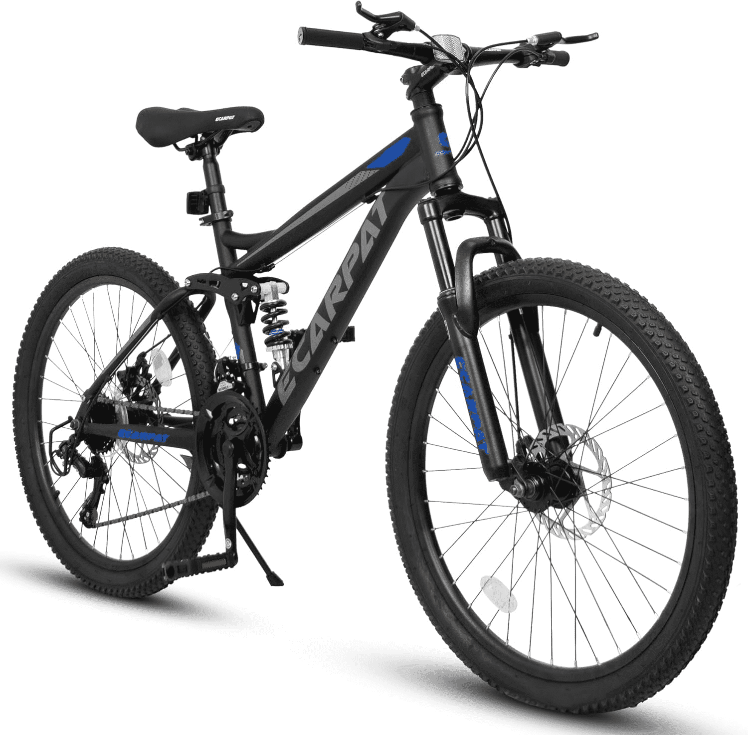 ESRIDOM 26 in Mountain Bike, 21-Speed Full Suspension MTB with Dual Disc Brakes (Black, 26 in) 7xb0o