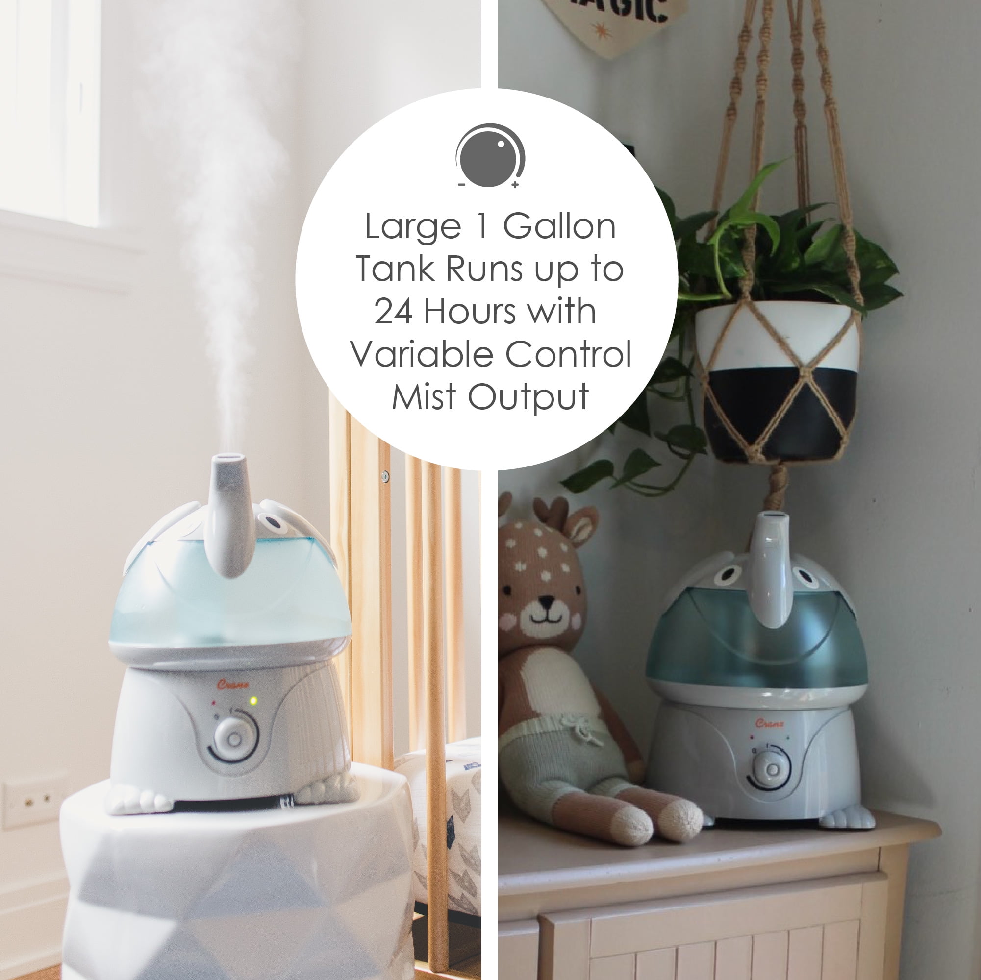 Crane Ultrasonic Elephant Humidifier (Gray, 1 gal) p55pk