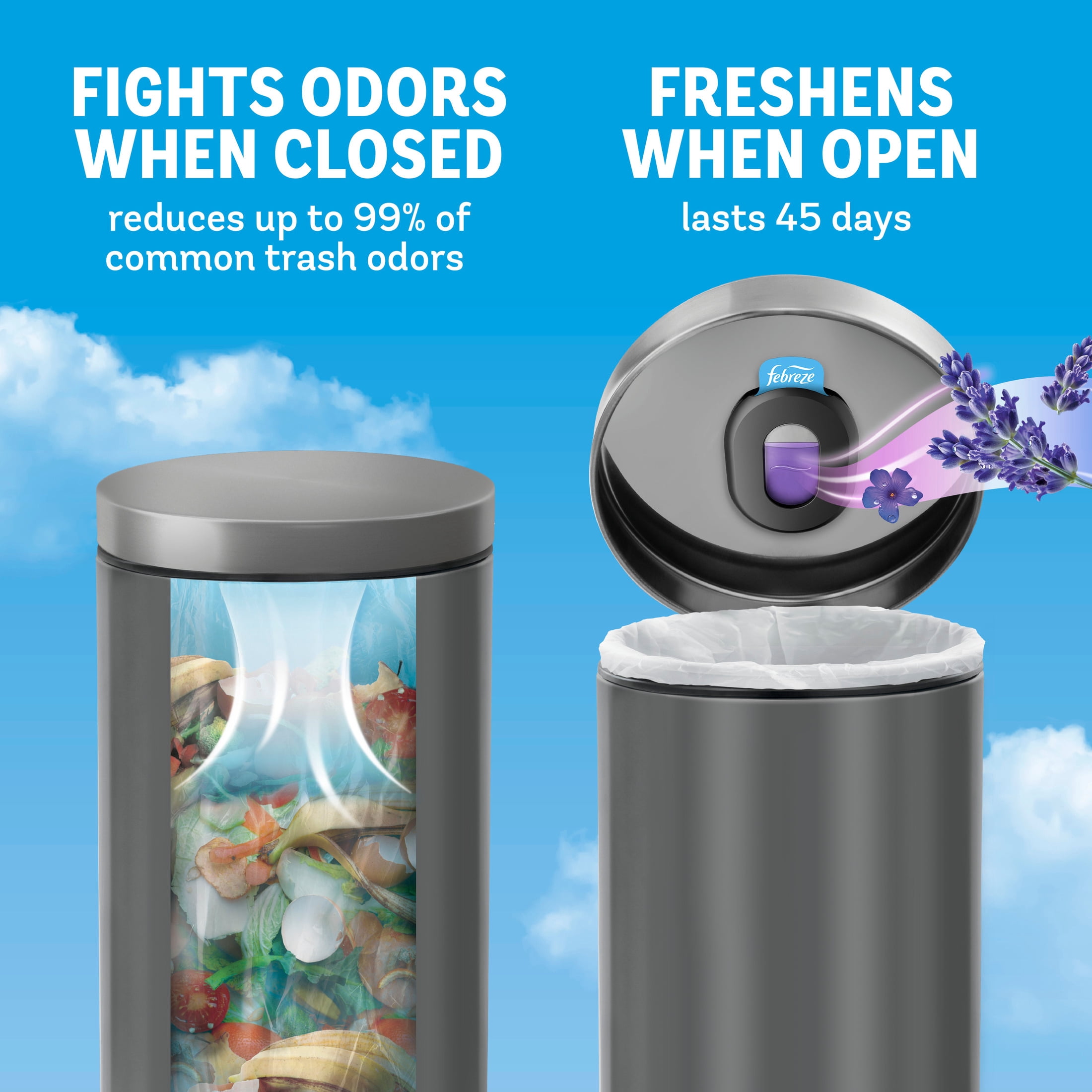 Febreze Trash Odor Fighter Kitchen Deodorizer (Twilight Lavender, 1 Holder and 1 Refill) s8qhk