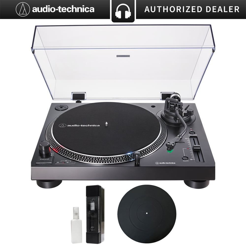 Audio-Technica AT-LP120XUSB-BK Direct-Drive Turntable System with Silicone Platter Mat and Vinyl Cleaning Kit (Black, 12 in) qnm7a