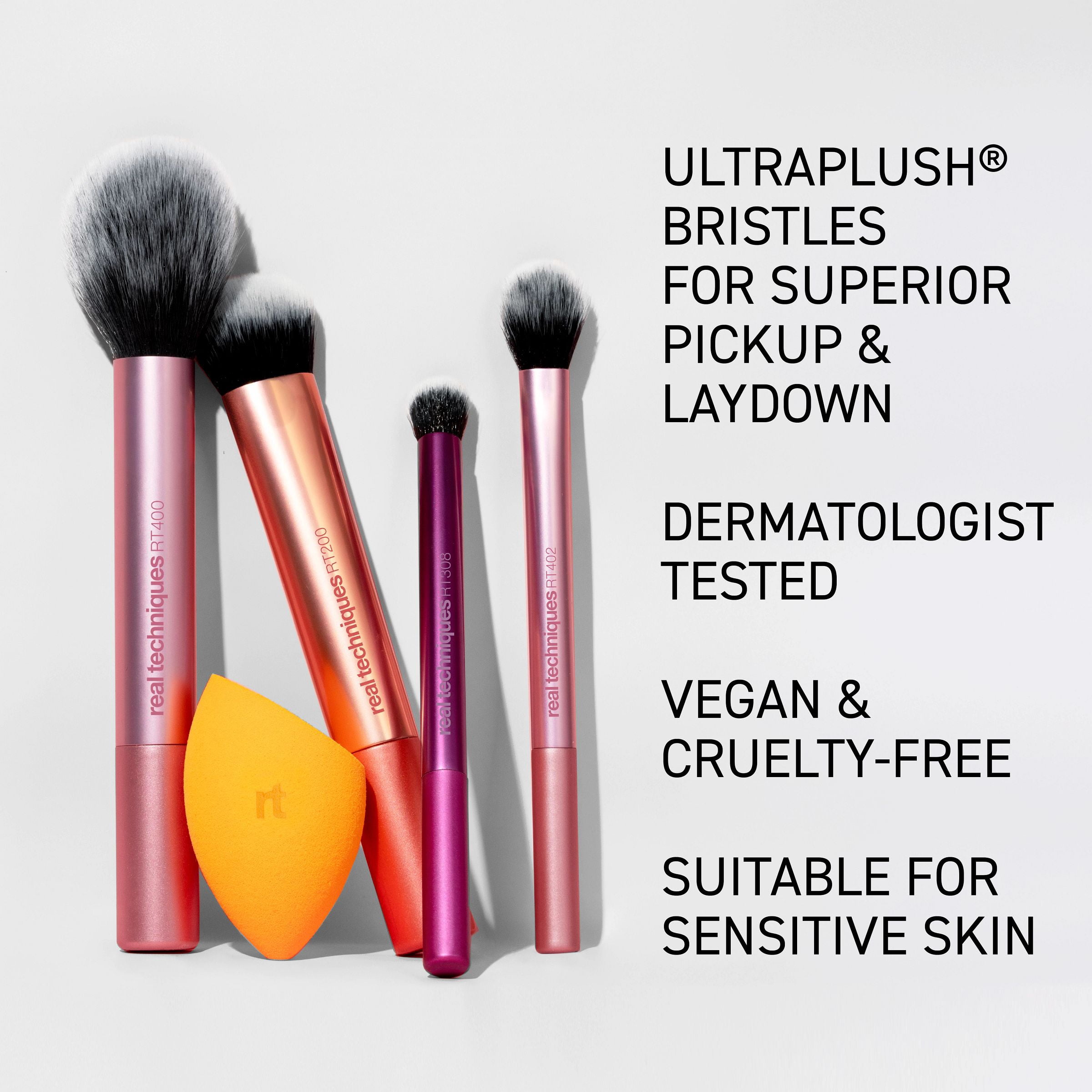 Real Techniques Everyday Essentials Makeup Brush and Beauty Sponge Set (5 Piece Set) 56jay