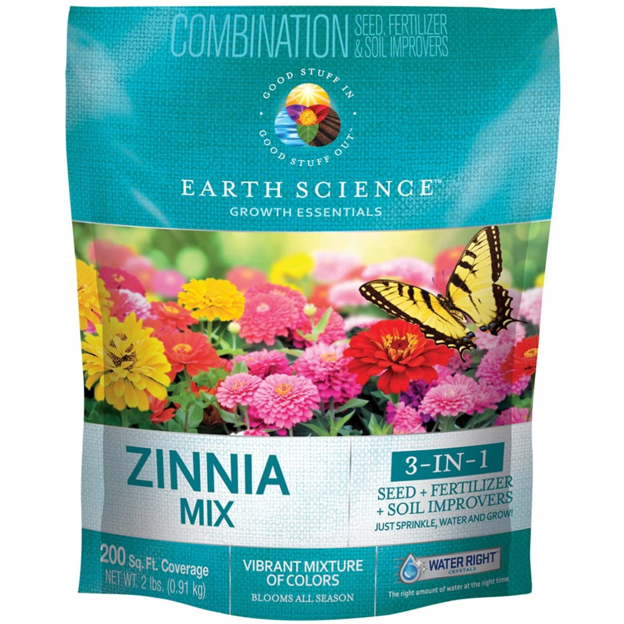 Earth Science Zinnia Wildflower Mix Seed and Soil Conditioner (2 lb) yil8n