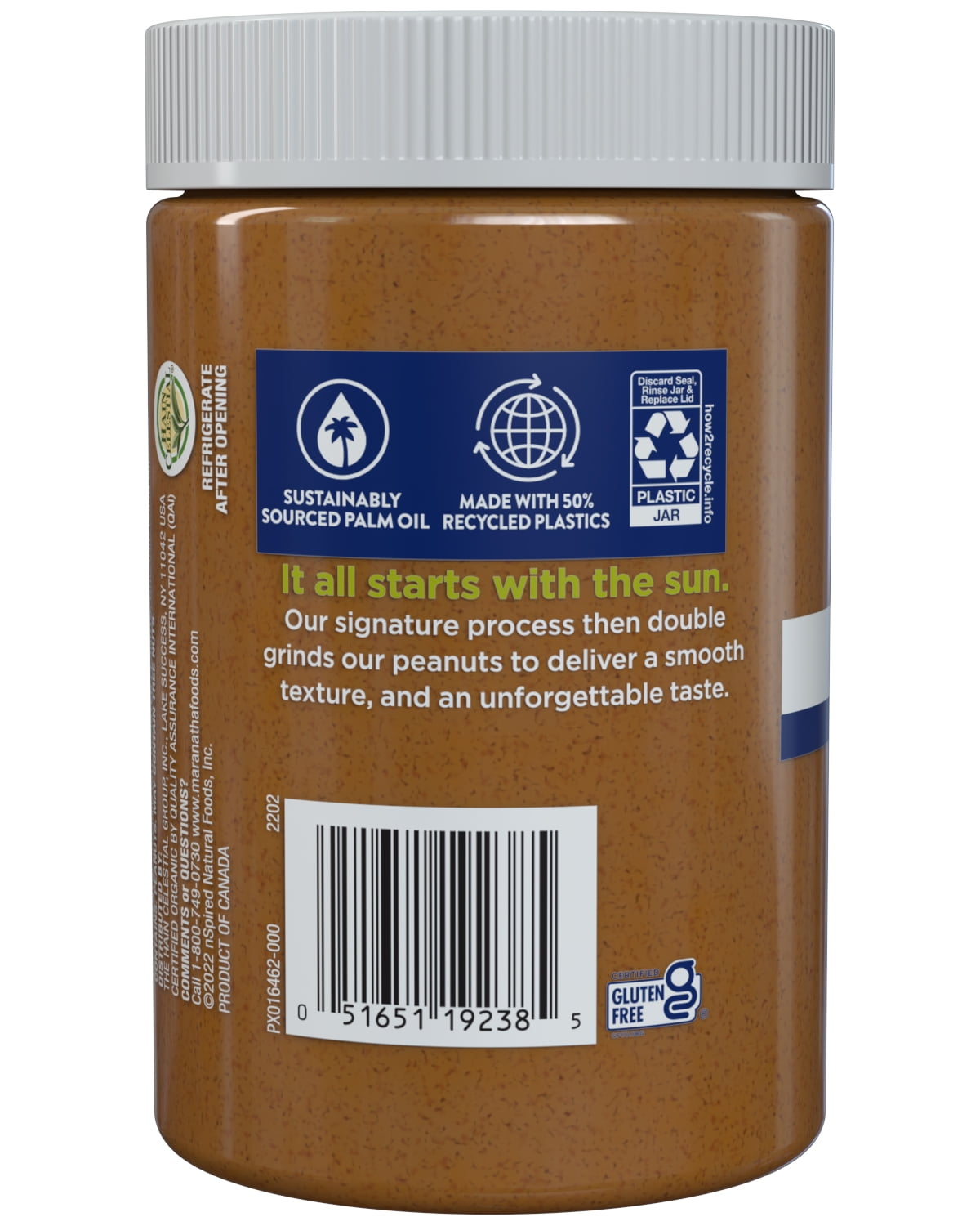 MaraNatha Organic Creamy Peanut Butter Spread, No Sugar No Salt Added (16 oz) c45yz