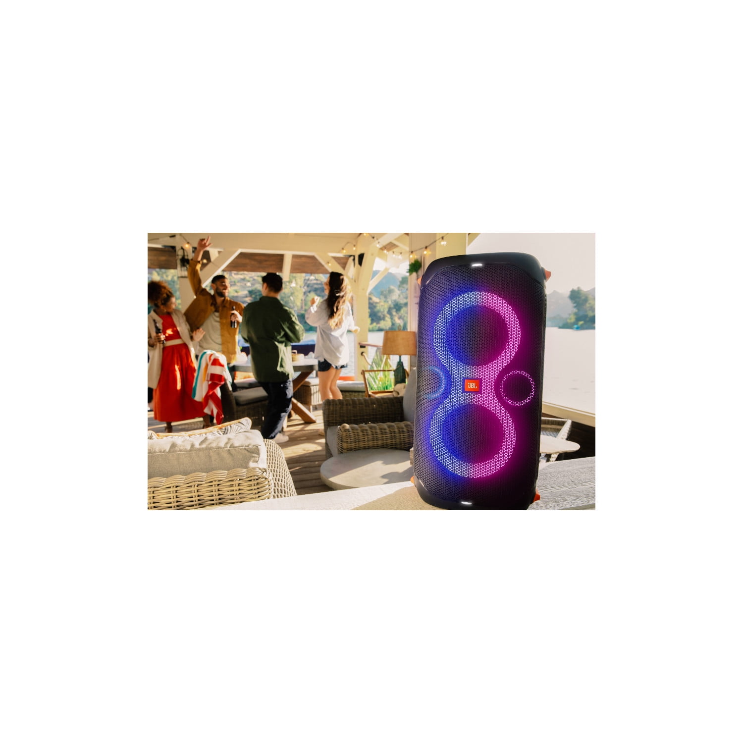 JBL PartyBox 110 Portable Bluetooth Speaker with Dynamic Light Show and Deep Bass (Black) pjgzz