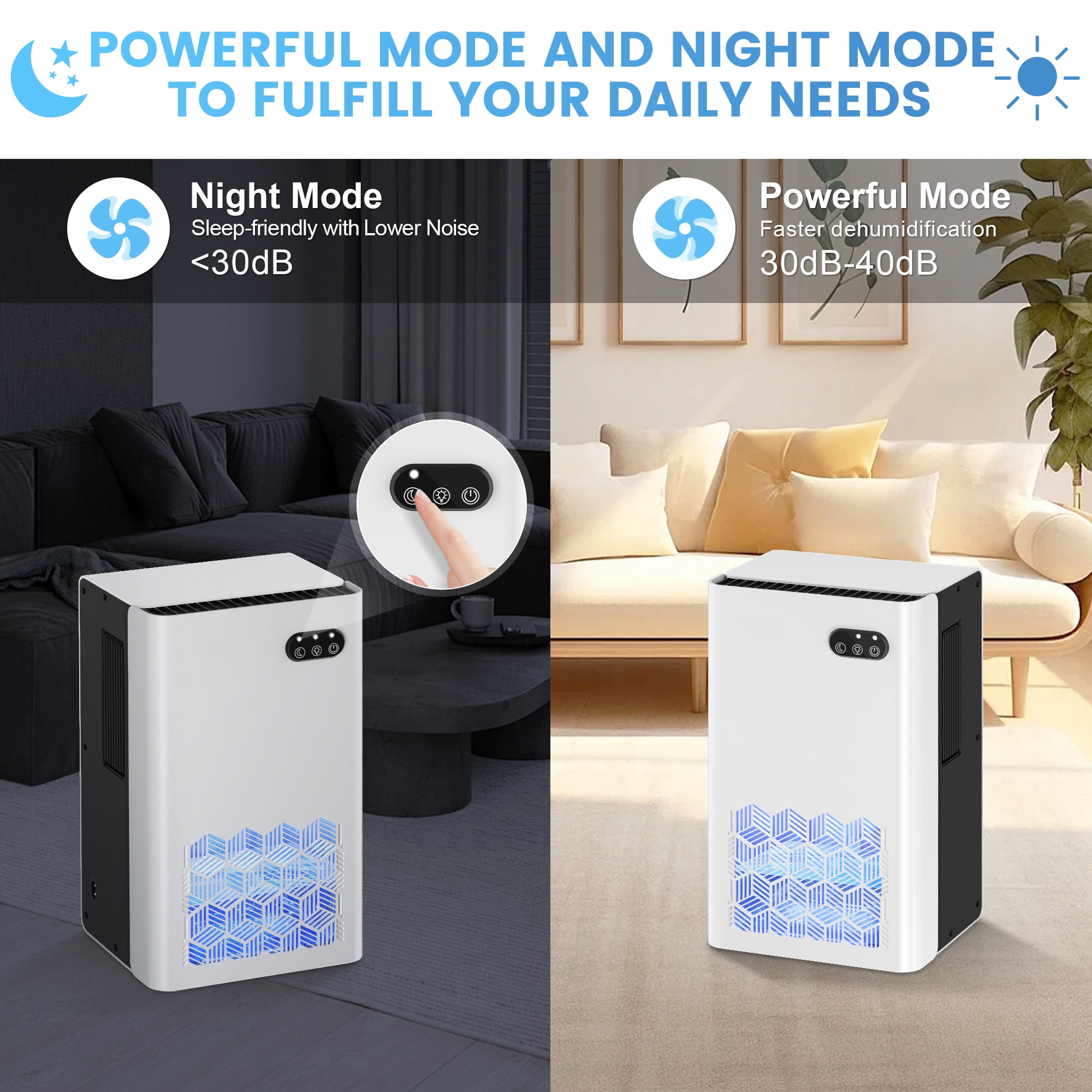 EGEH Electric Dehumidifier for Home and Basement, Quiet Moisture Removal with Auto Shut Off (White, 95 oz) wwo8v