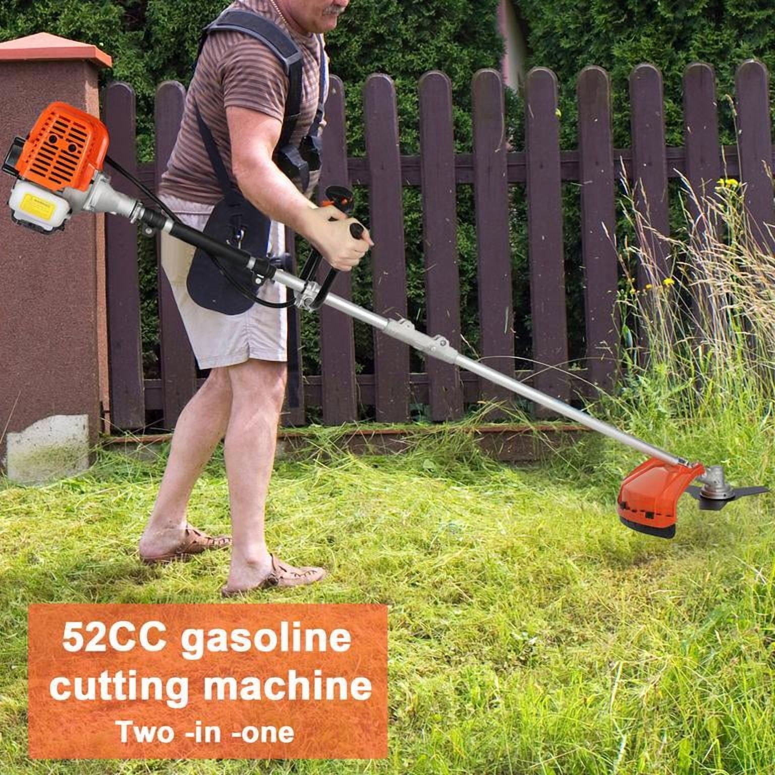 Lweong 52cc 2-Stroke Gas Weed Eater, 2-in-1 Lawn Mower and Brush Cutter with 3-Teeth Blade and Trimmer Head (70.87 in) 9ir9j