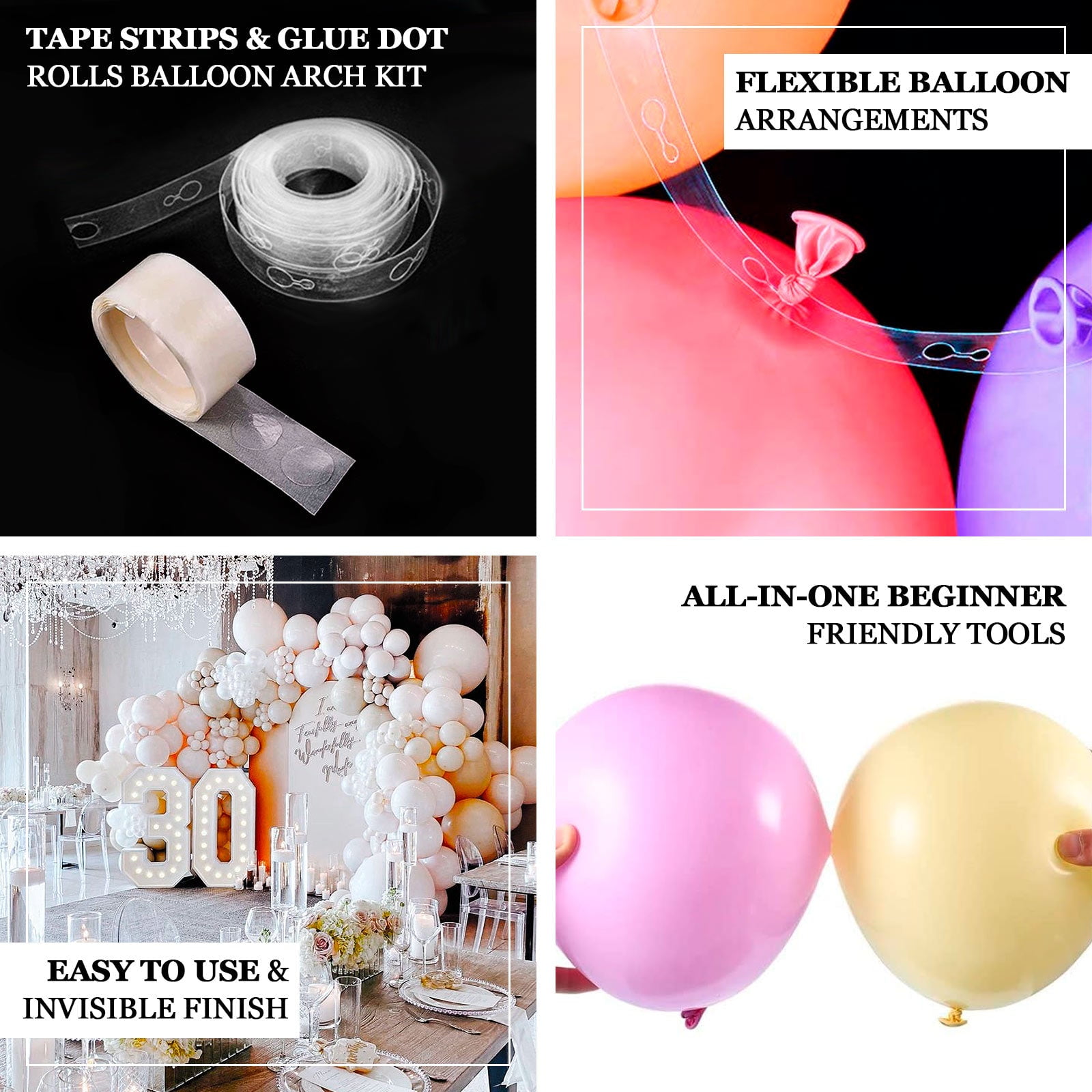 Efavormart Balloon Arch Kit (Clear, 10 Rolls Tape Strips and 10 Rolls Glue Dots) f333b