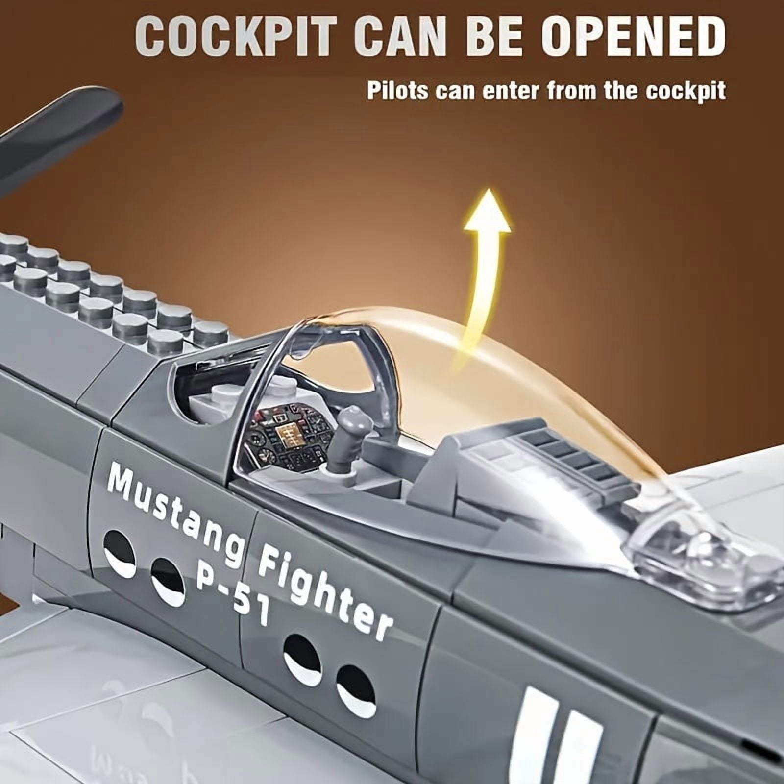 Yuuchoringee P-51 Mustang Fighter Plane Building Block Set, Military Aircraft Model Construction Kit (285 Pieces) xx0y4