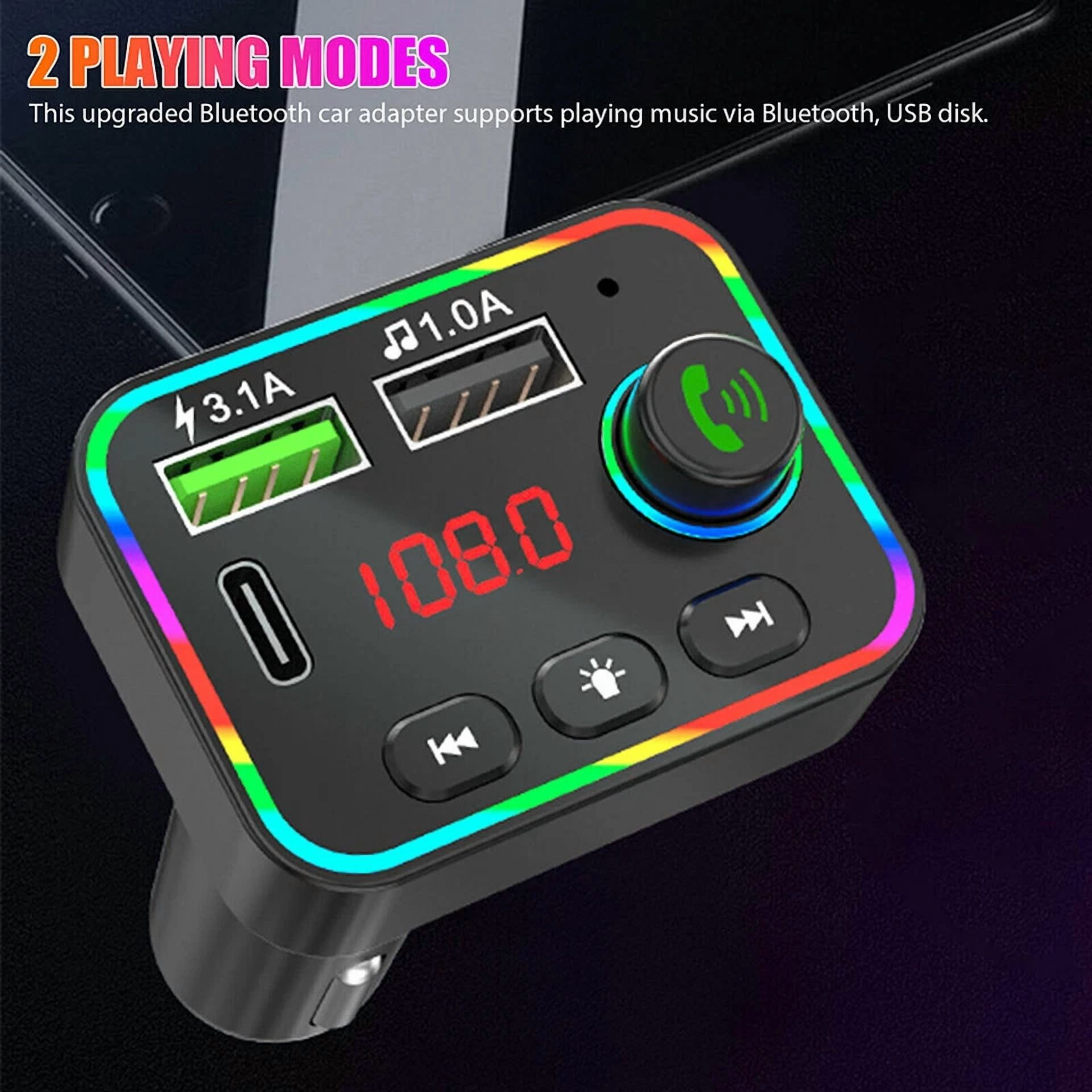 Rhea Bluetooth 5.0 Car Wireless FM Transmitter Adapter (Dual USB PD Charger, Aux, Hands-Free) r8z7j