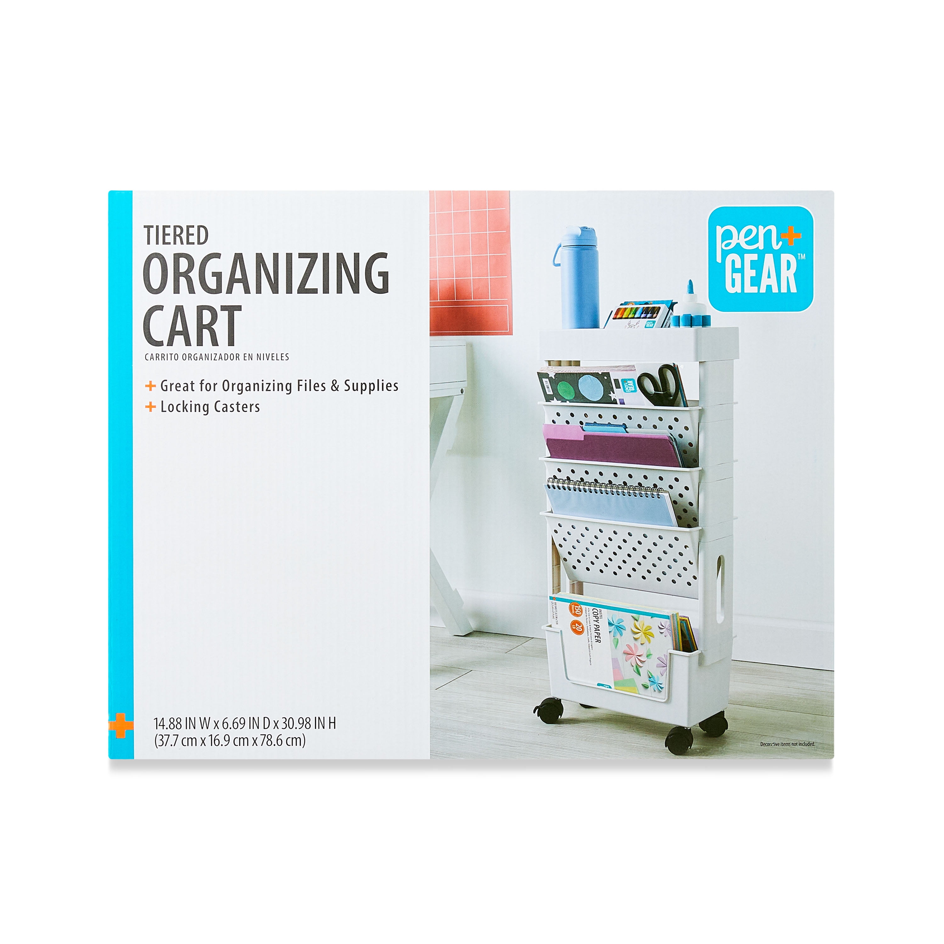 Pen+Gear 5-Tier Movable Organization & Storage Cart (White, 14.88 in W x 6.69 in D x 30.98 in H) eut9r