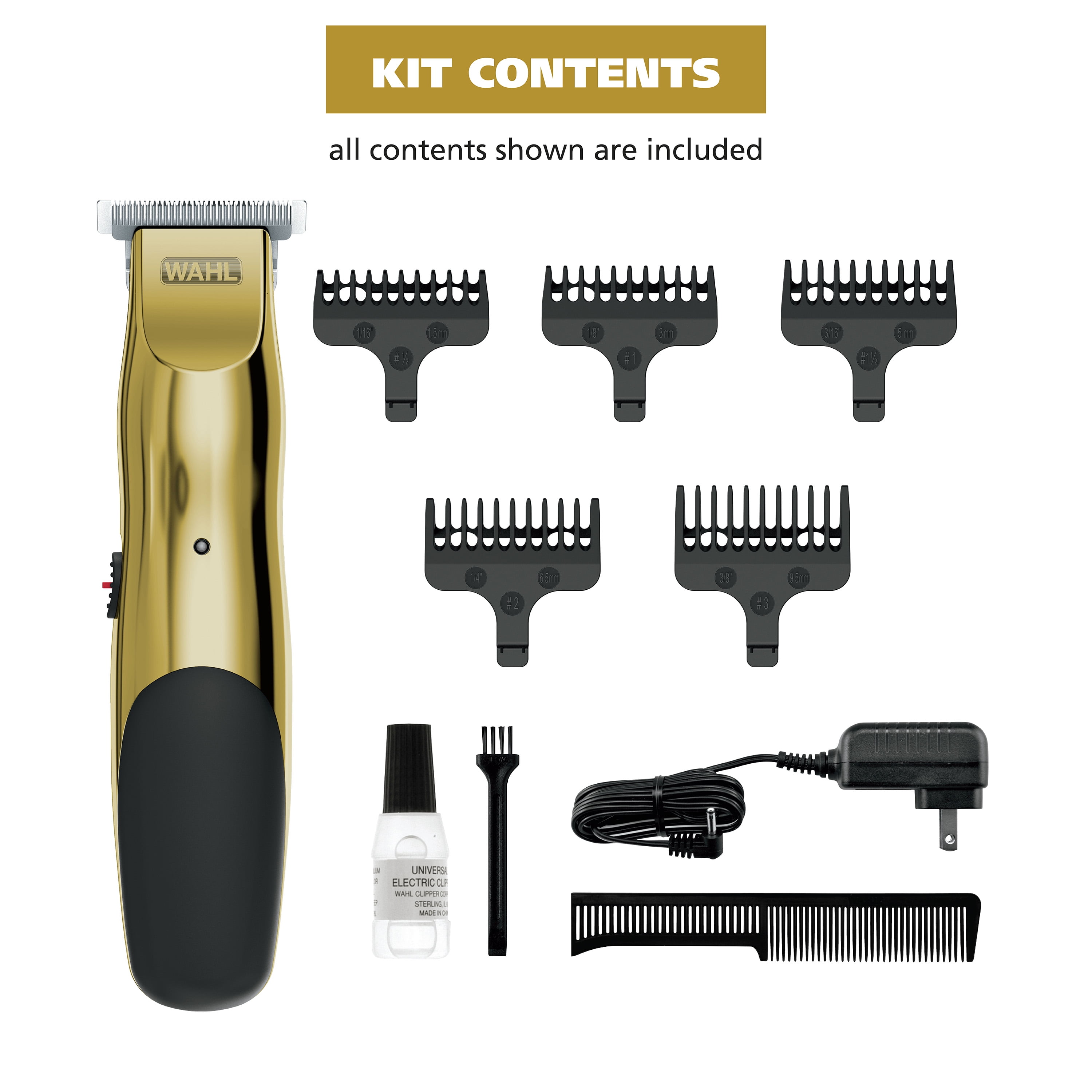 Wahl T-Pro Plus USB Rechargeable Hair Trimmer with Stainless Steel T-Blade (Gold, 1 Unit) 9td7l