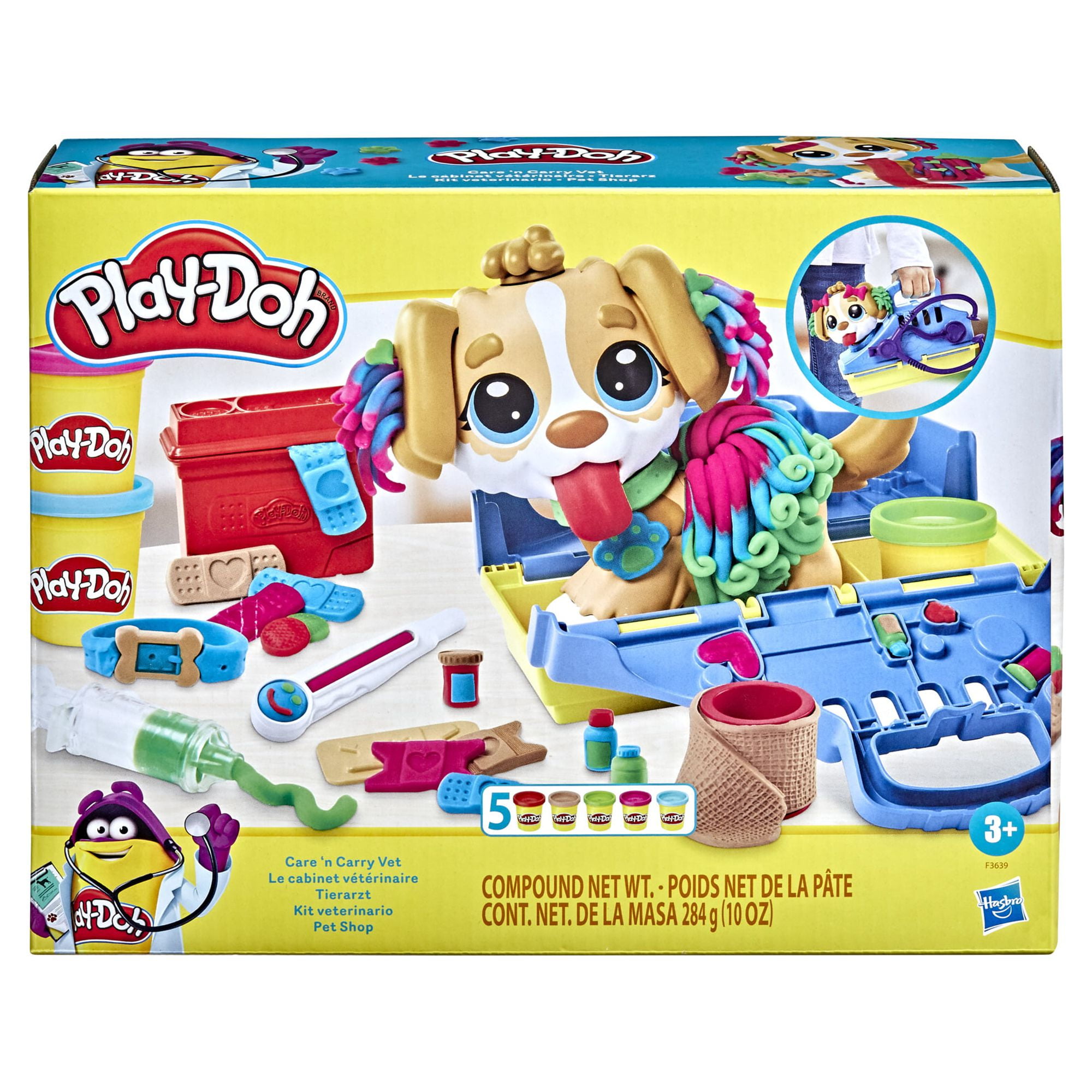 Play-Doh Care 'N Carry Vet Playset with Toy Dog and 10 Modeling Tools (5 Colors, 2 oz) 607k4