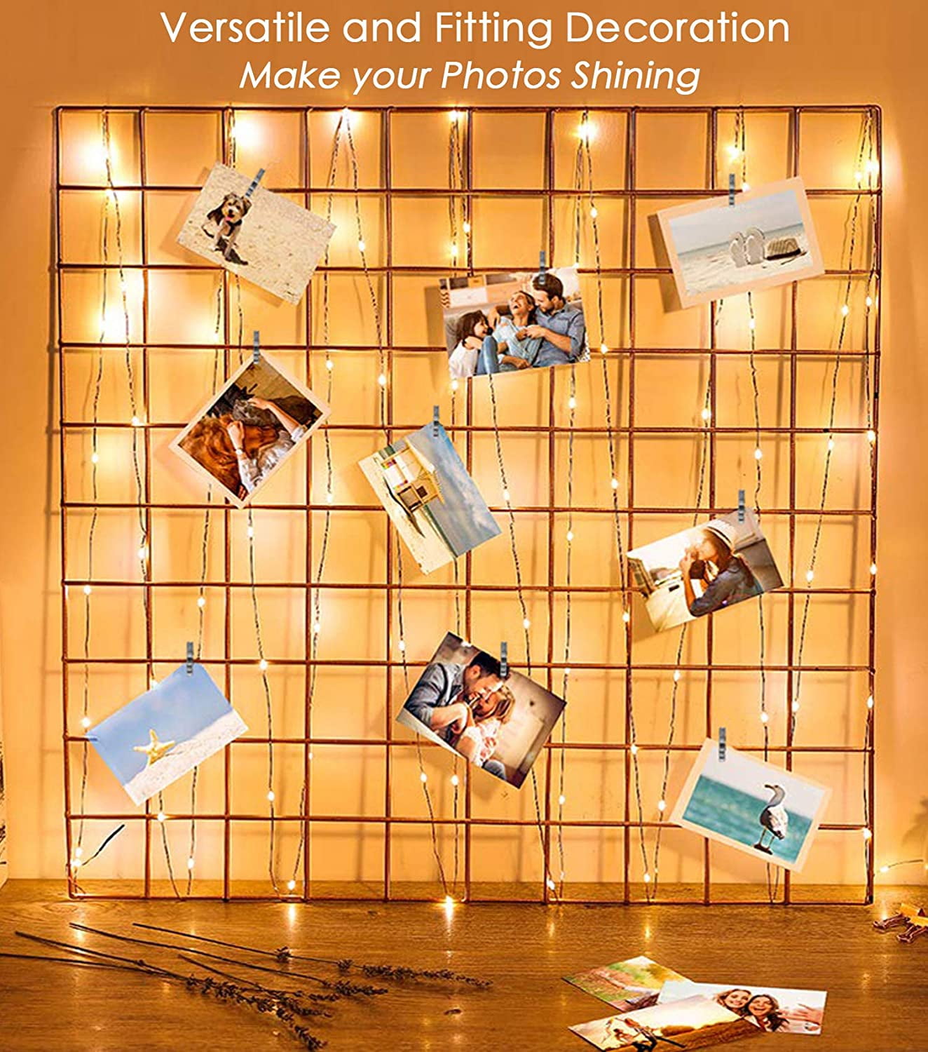Rirool LED Photo Clip String Lights, Decorative Warm White Hanging Display for Photos and Artwork (33 ft, 50 Count) 9ugwq