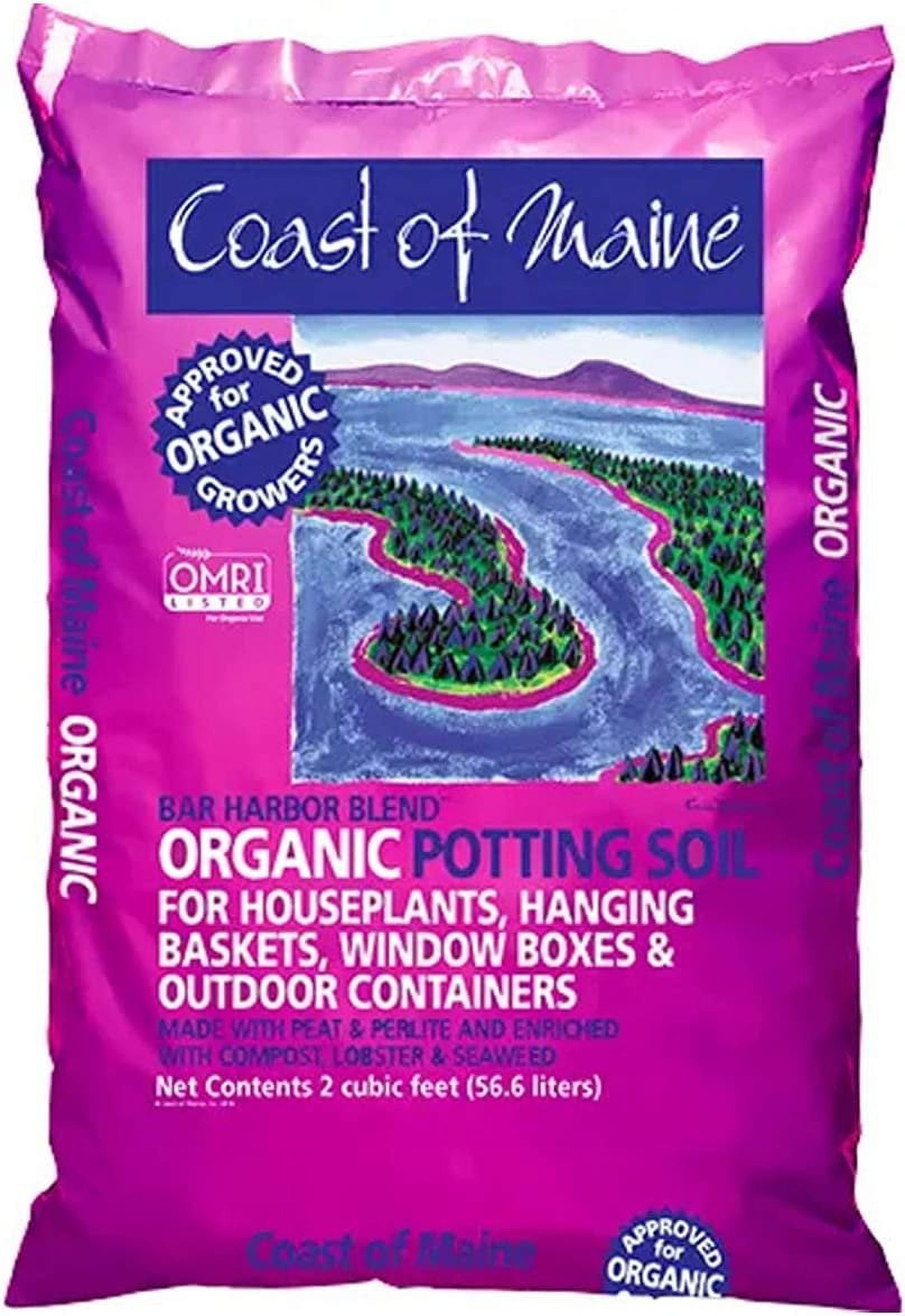 Coast of Maine Bar Harbor Blend Organic Compost Potting Soil for Container Gardens (Dark Brown, 4 cu ft, 2 Pack) 8lgrw