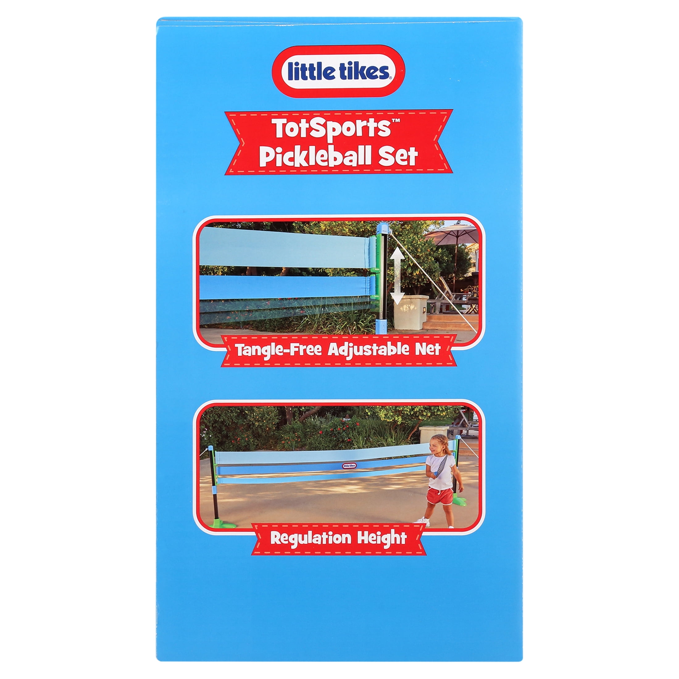 Little Tikes TotSports Pickleball Set, Adjustable Height Net with Paddles and Balls (Blue, 10 ft) evn64