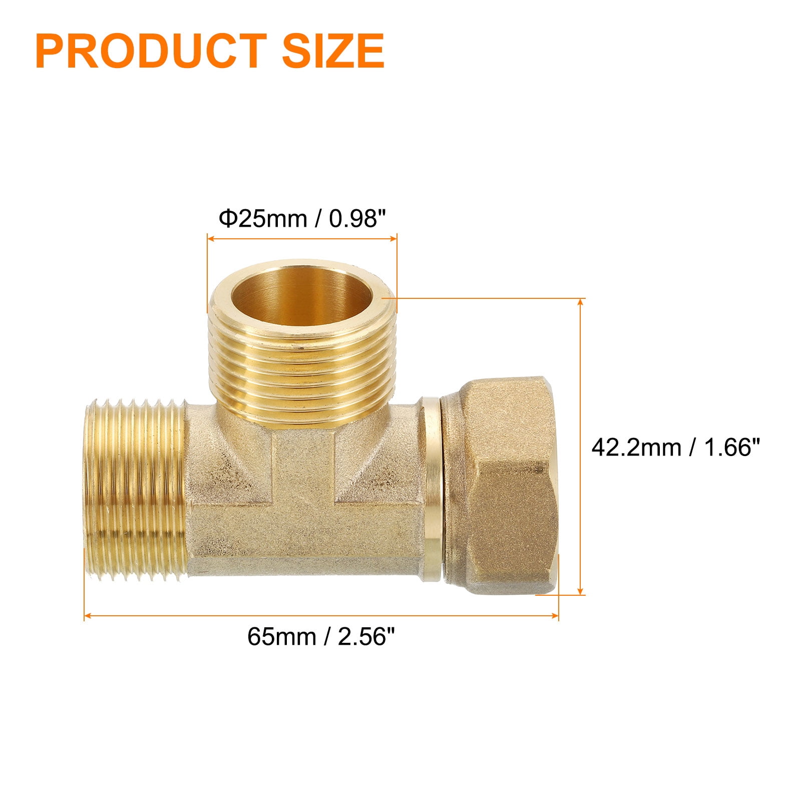 Uxcell Brass Tee Swivel Pipe Fitting, 3-Way T-Connector, Female x Male x Male (3/4 in) krdkc