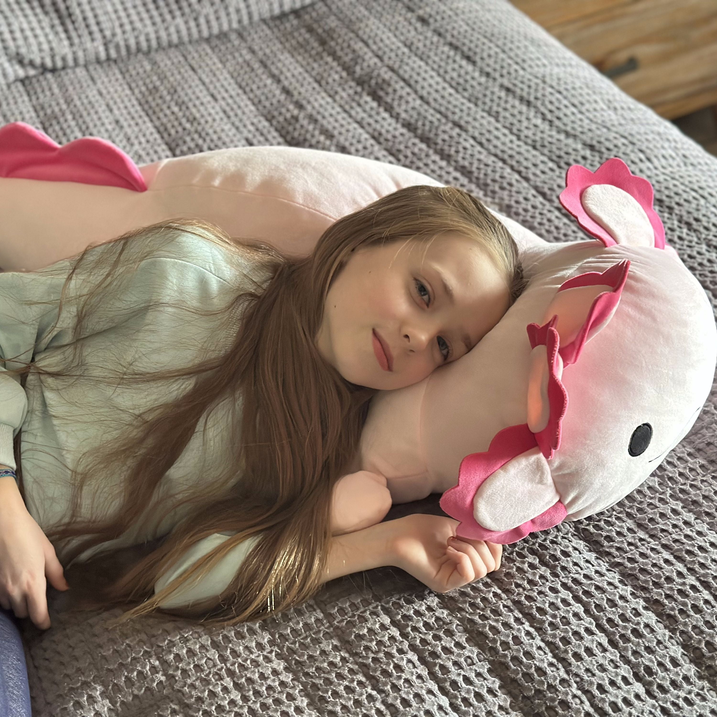 Tezituor Axolotl Stuffed Animal Large Plush Pillow Toy (Pink, 39 in) ltanl