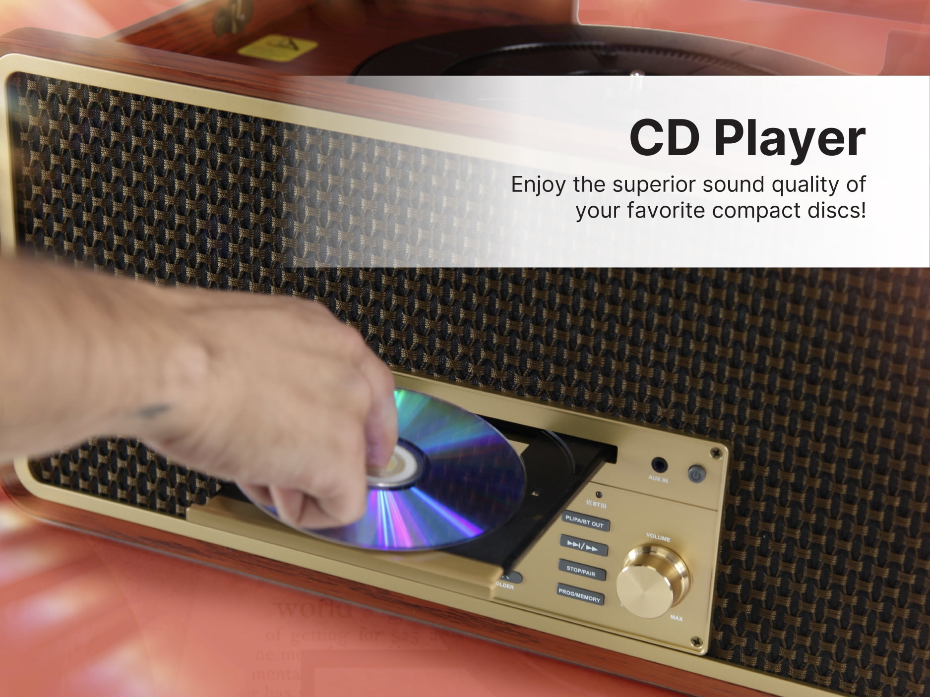 Victor 8-in-1 Music Center Record Player with Bluetooth, CD, Cassette, and AM/FM Radio (Graphite) uis0s