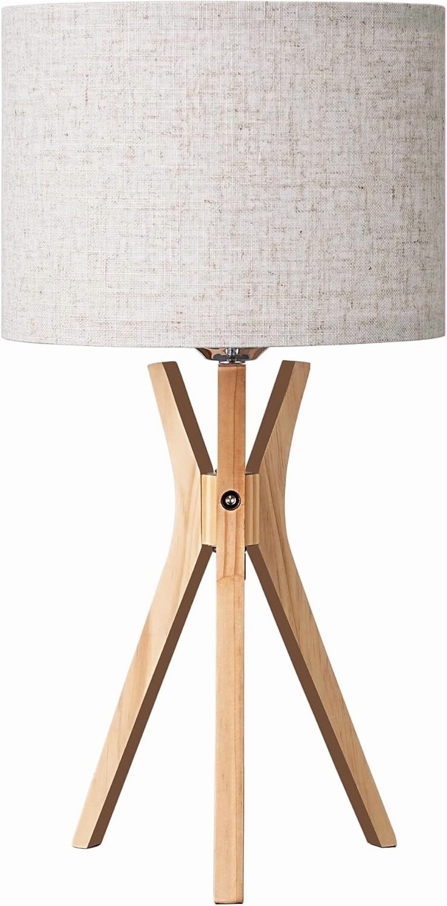 EDISHINE Tripod Table Lamp with Beige Linen Drum Shade (17.5 in) gl0kf