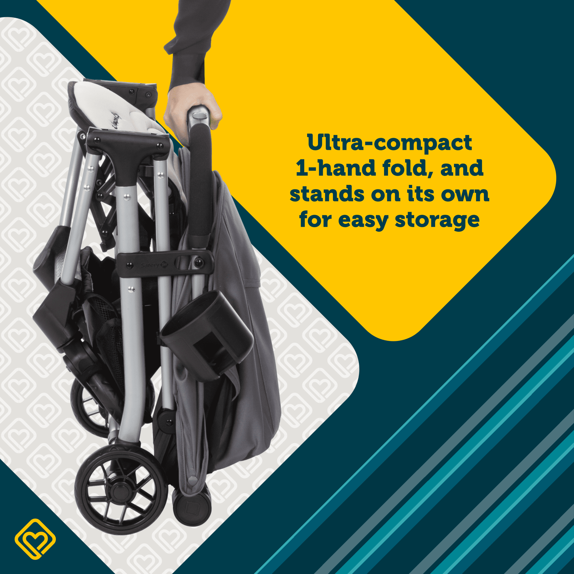 Safety 1st Easy-Fold Compact Stroller, Lightweight Travel Stroller with Sun Canopy (White, 17 lb) cd1a1