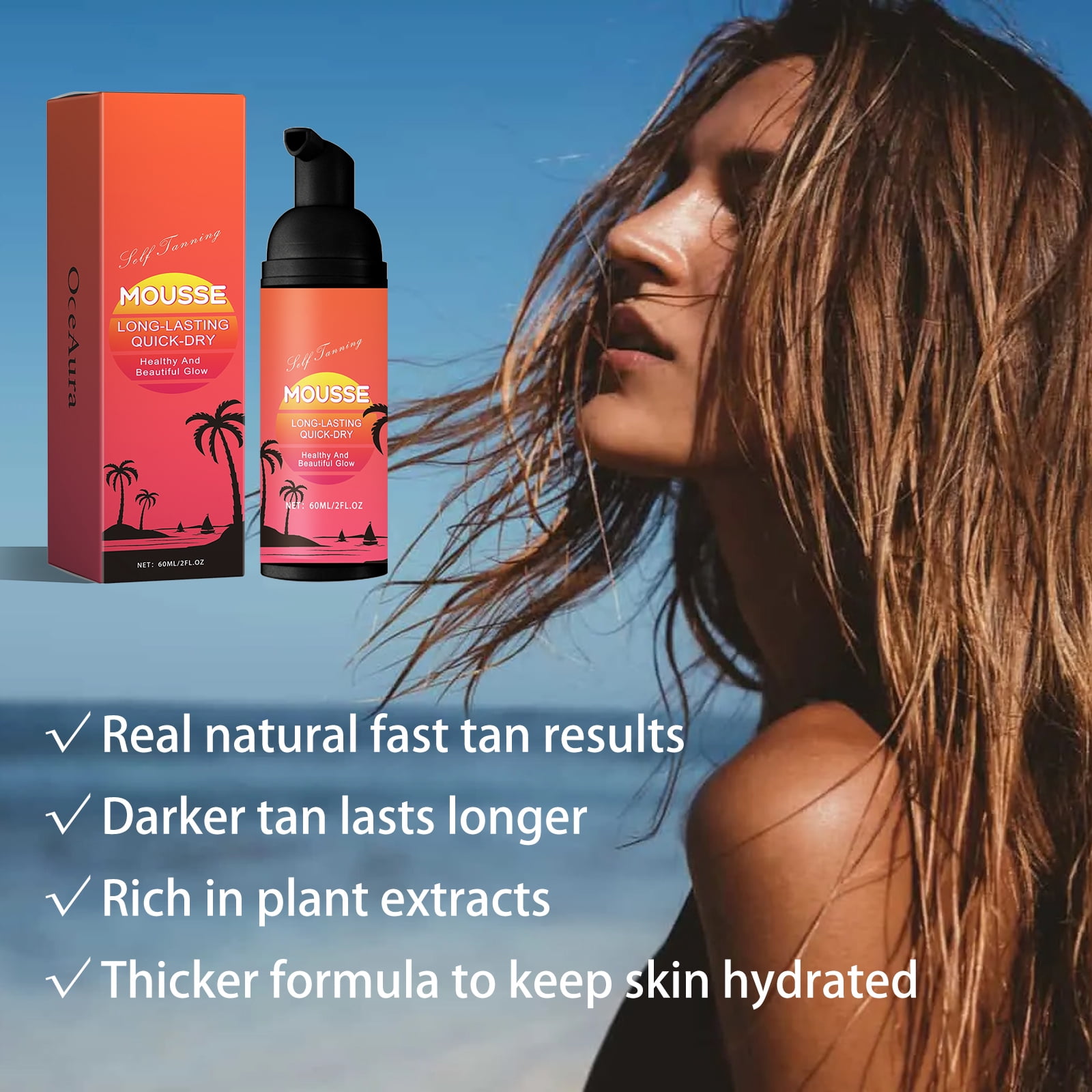 Alvantor Sunless Tanning Mousse, Professional Bronzing Self Tanner for Natural Glow (Wheat Classic, 2 fl oz) 22u34