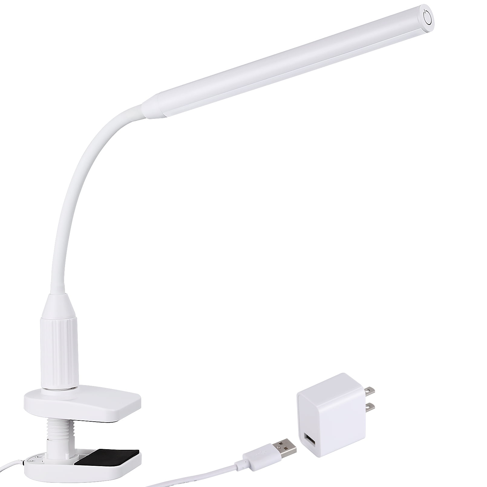 TorchStar 5W LED Clamp Desk Lamp, Adjustable Gooseneck, Touch Control, 4000K Cool White (1 Pack) 7eslj