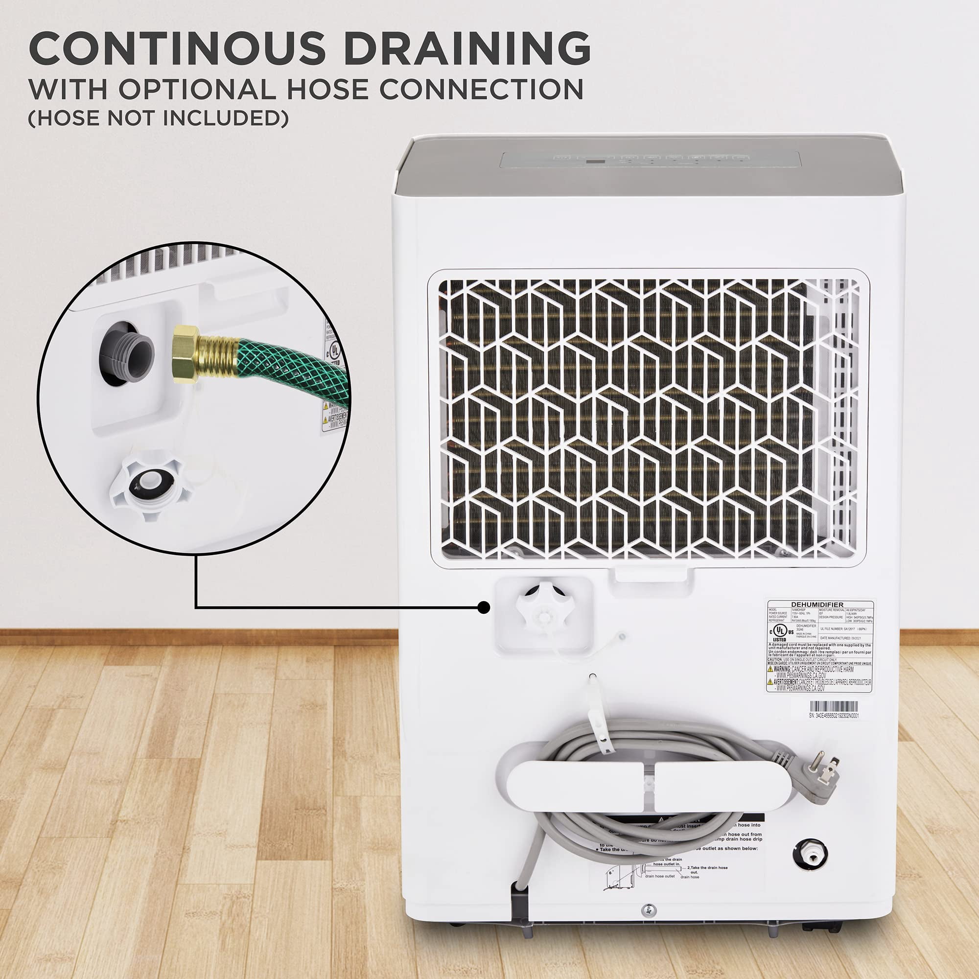 Ivation 4,500 Sq. Ft Energy Star Dehumidifier with Built-in Pump and Humidity Control (White, 50 Pint) ilc84