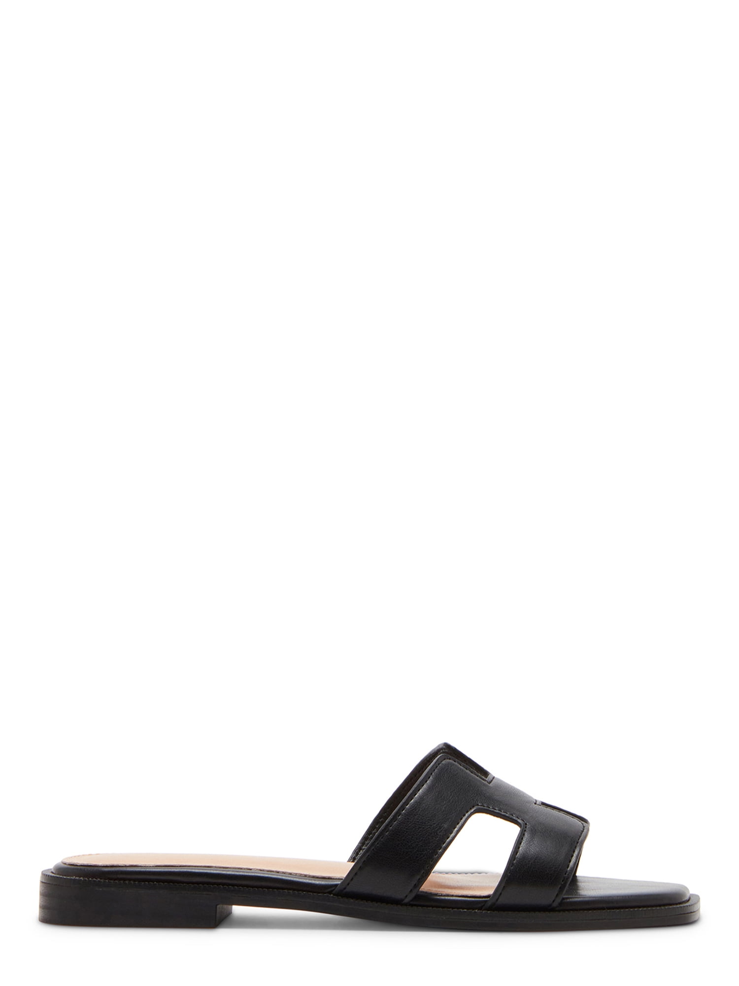 Madden Girl Women's Hailey Flat Slide Sandal (Black, 8) 39ych