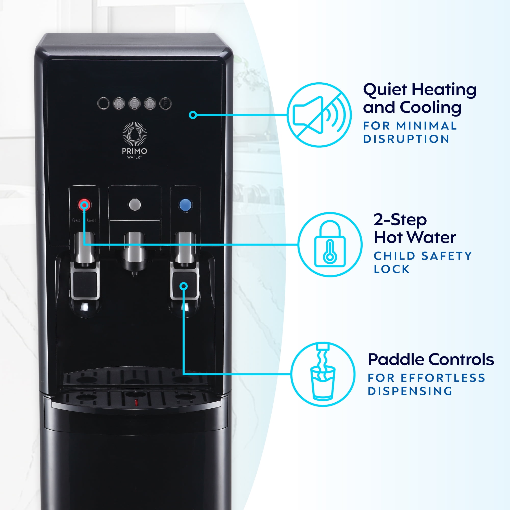 Primo Water Htrio Coffee K-Cup Water Dispenser, Bottom Loading, Hot and Cold Temperature (Black, 10 oz) akv78