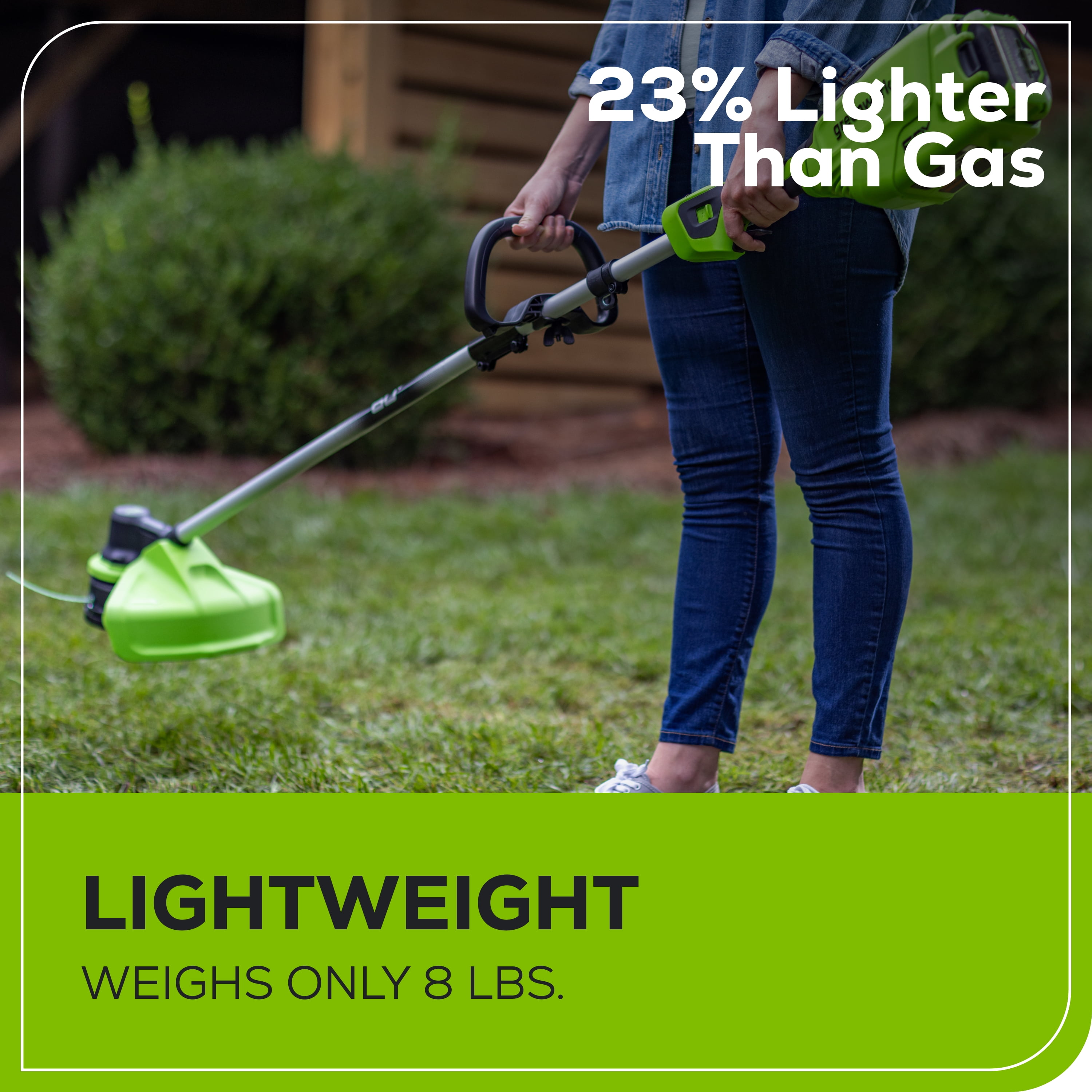 Greenworks 60V 16 in. Front Mount String Trimmer with 2.5Ah Battery and 3A Charger (Green, 16 in.) d05mu