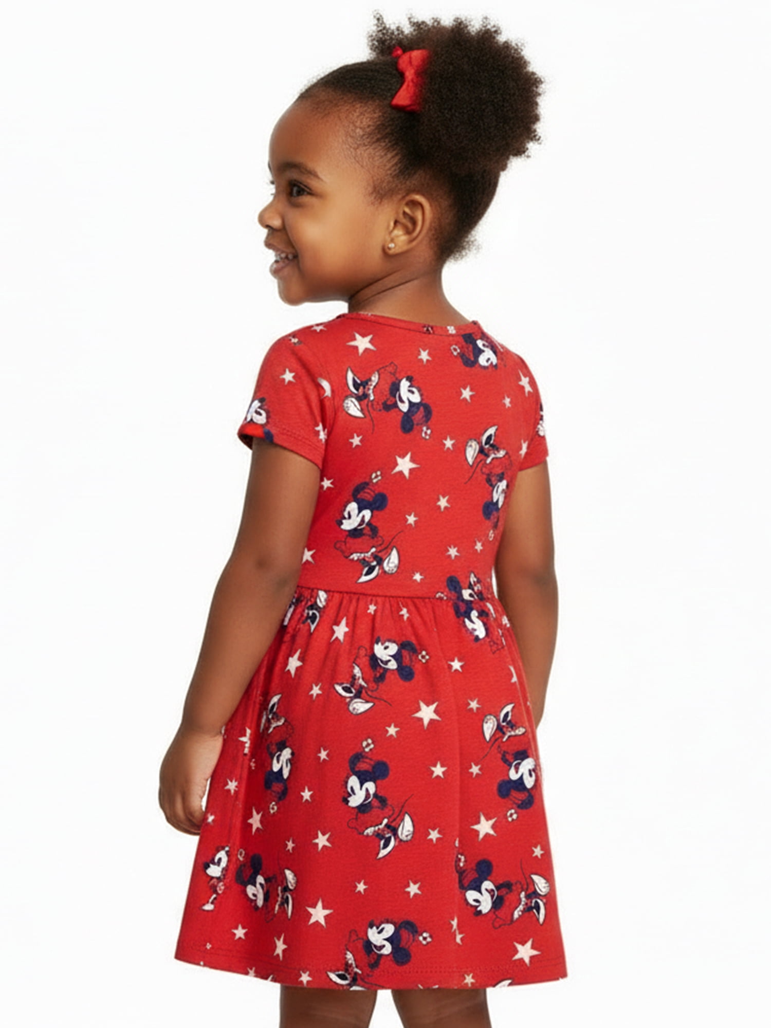 Disney Toddler Girls Starry Minnie Mouse Dress Short Sleeve (Red, 5T) u9exi