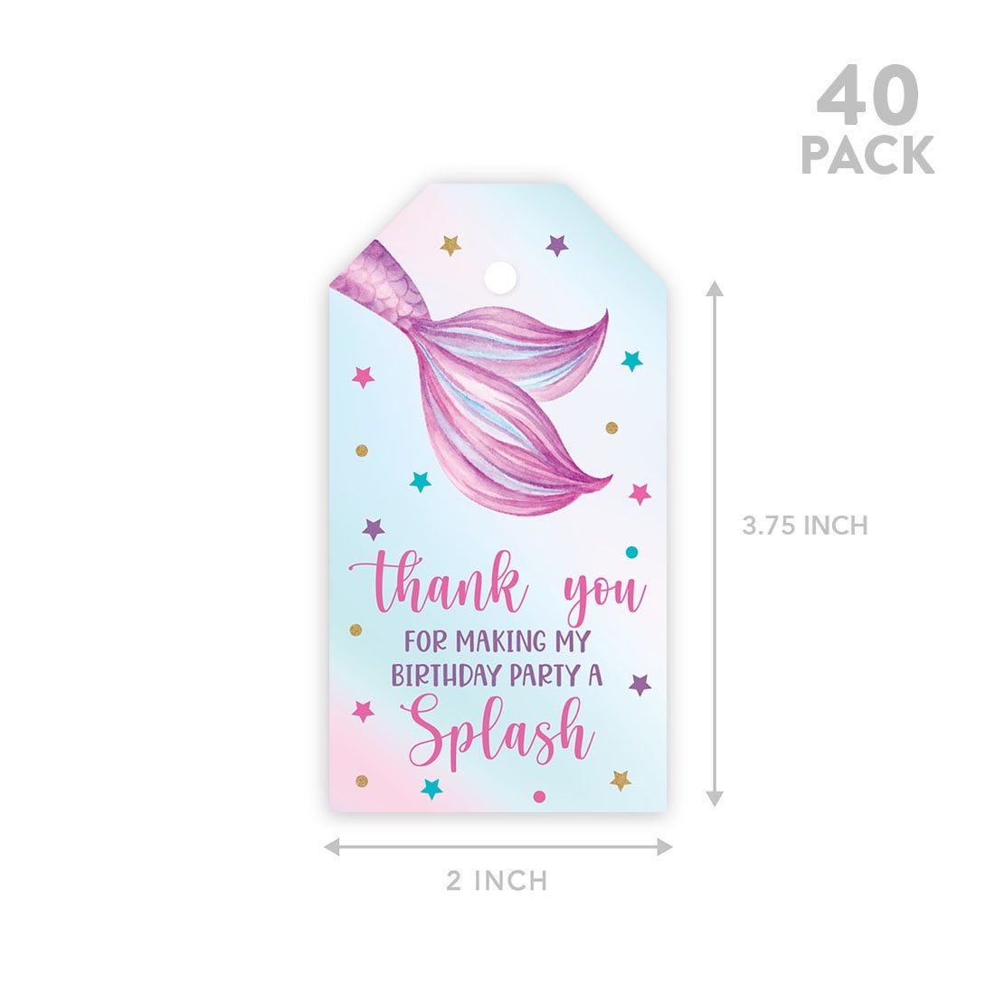 Koyal Wholesale Mermaid Birthday Party Favor Gift Tags with String (White, 50 Pack) w70lp