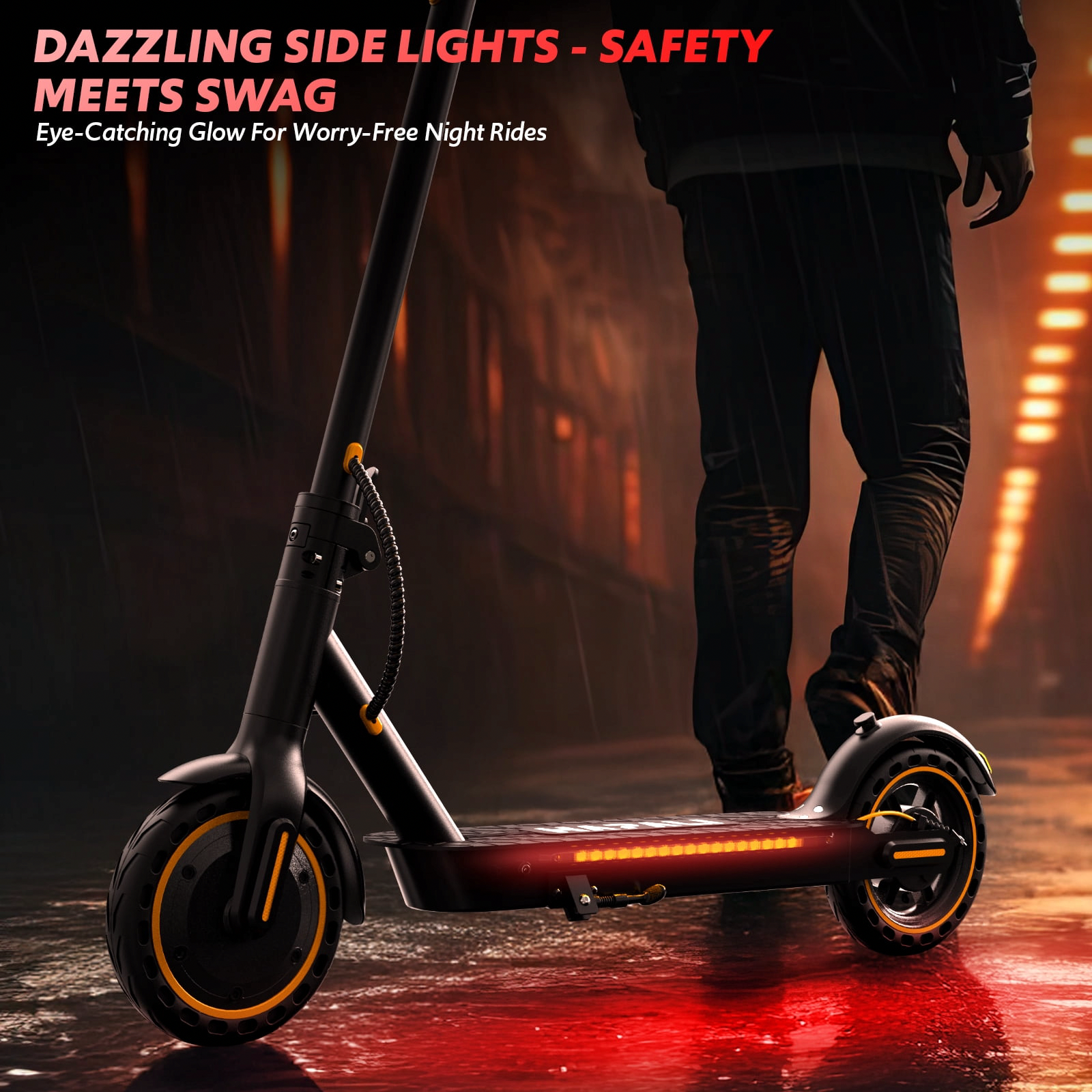 OSBOO Electric Scooter for Adults, Foldable Commuter E-Scooter with App Control & LED Lights (Black, 31 lbs) r0gep