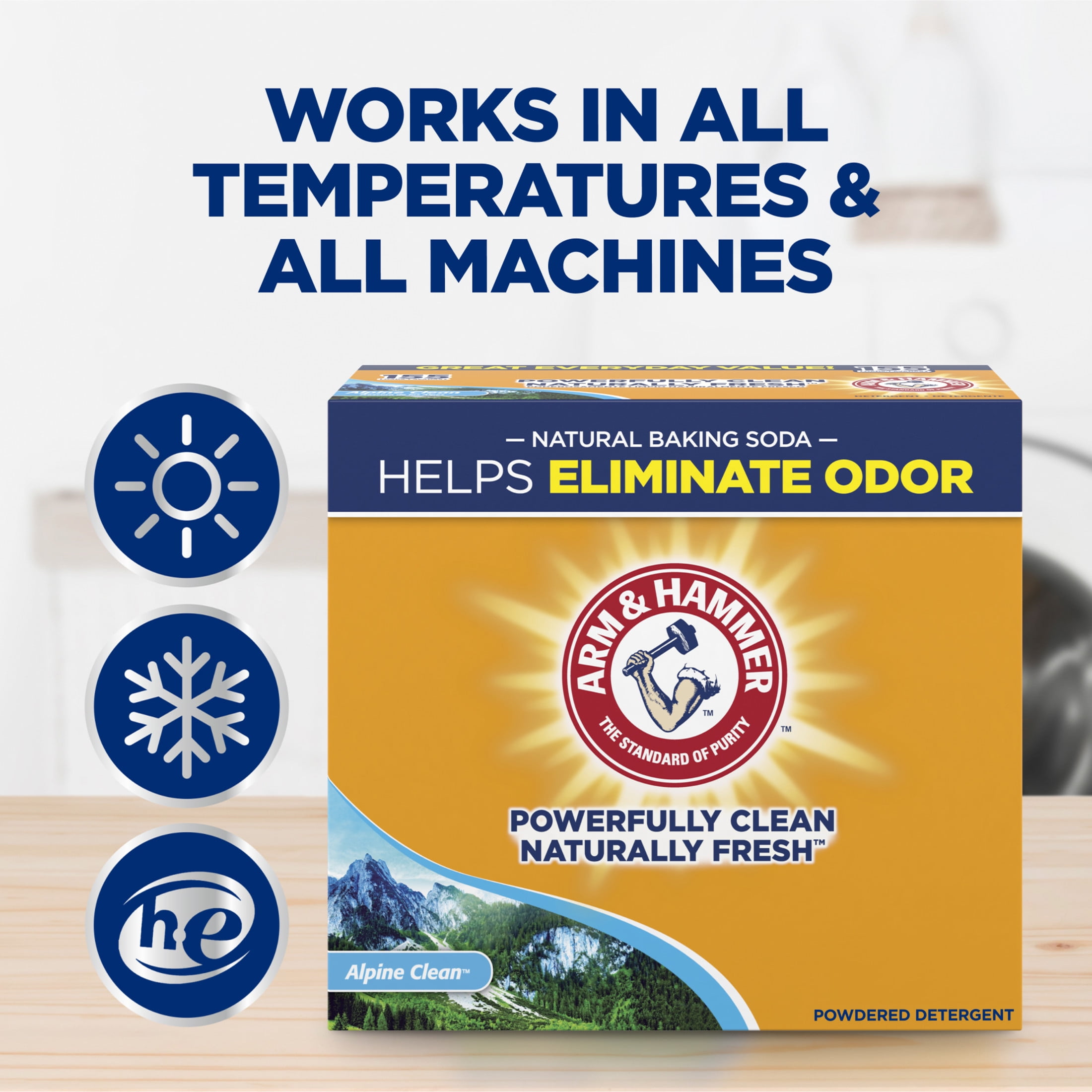 ARM & HAMMER Powder Laundry Detergent, Alpine Clean, Deep Cleaning Formula (9.56 lb) 59dpz