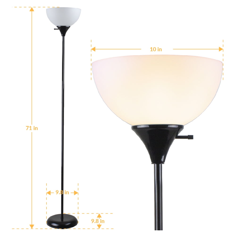 Newhouse Lighting Henry Torchiere Standing Floor Lamp, Modern Uplight for Living Room (Black, 71 in) l1y0r