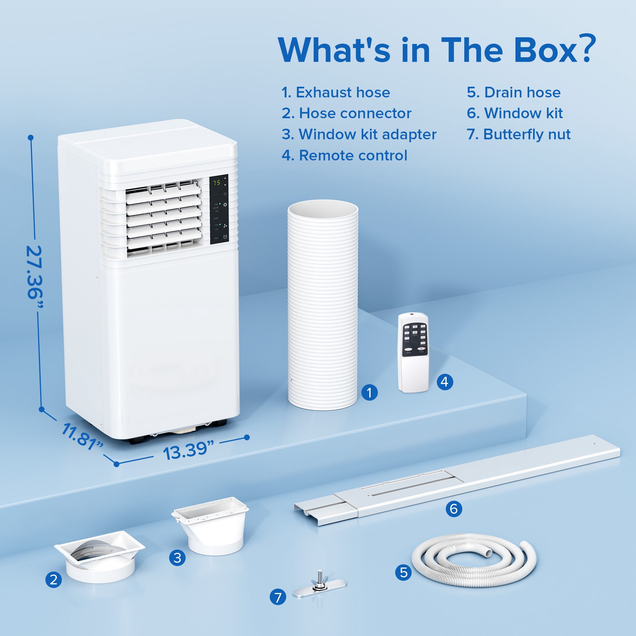 KISSAIR 8000 BTU Portable Air Conditioner, 4-in-1 Cooling Fan and Dehumidifier with Remote Control (Black, 350 sq ft) opd68