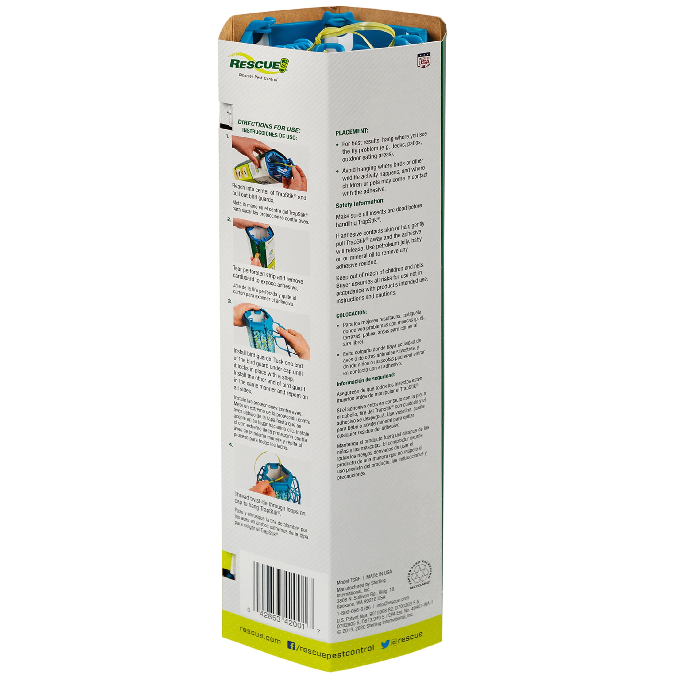 RESCUE! Outdoor Hanging Fly Trapstik for Biting Flies (1 Trap) r5n4x