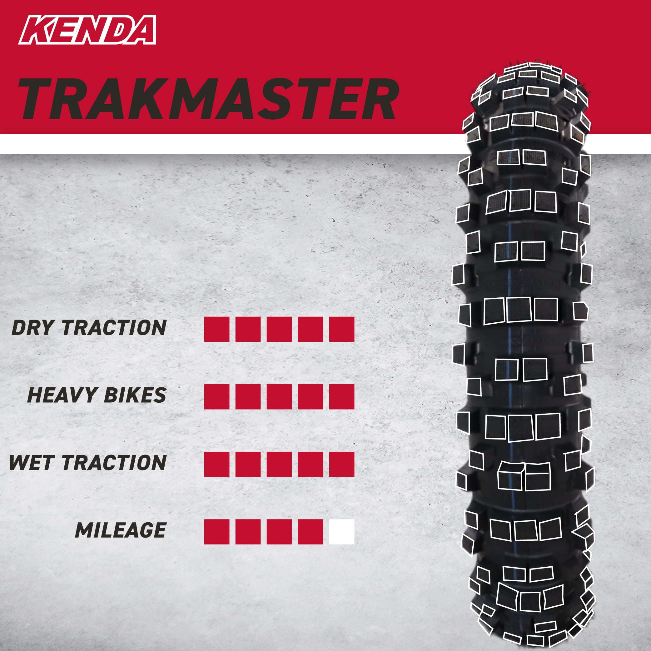 Kenda Trakmaster K760 Rear Motorcycle Tire (Black, 100/100-18) l1ez9