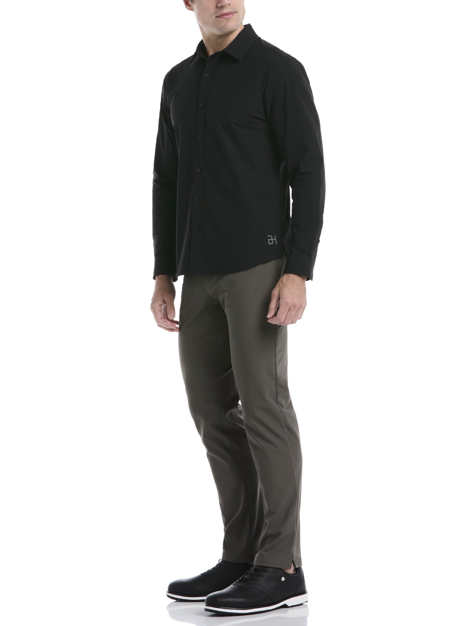 Ben Hogan Men's Performance Long Sleeve Button-Down Golf Shirt (Black, S) 0ukek