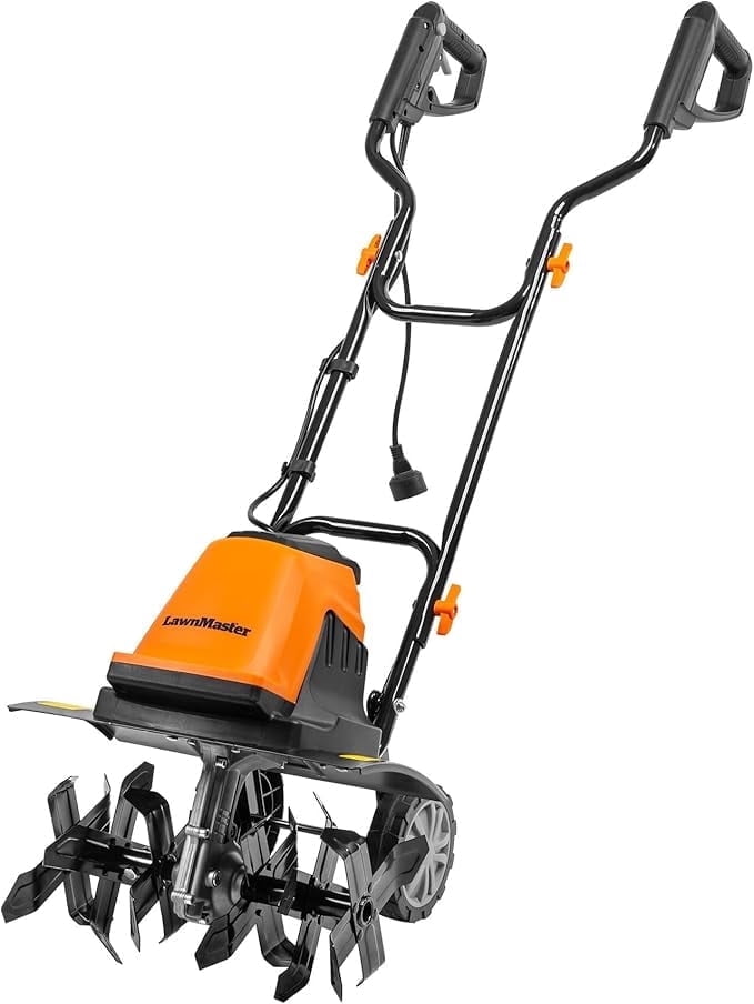 LawnMaster Electric Tiller, 12 Amp Corded Garden Cultivator with 6 Steel Tines (Green, 16 in) k3x0i