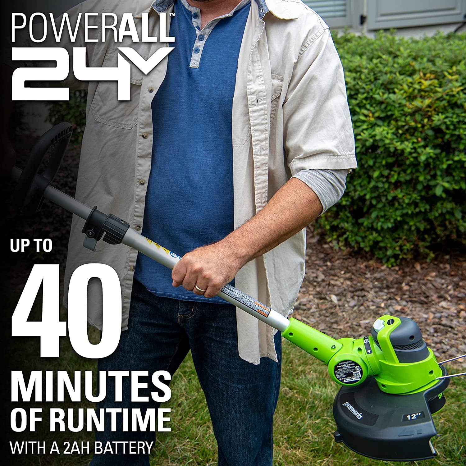 Greenworks 24V 12 in Cordless String Trimmer and Leaf Blower Combo Kit (Green, 2Ah Battery and Charger Included) po016
