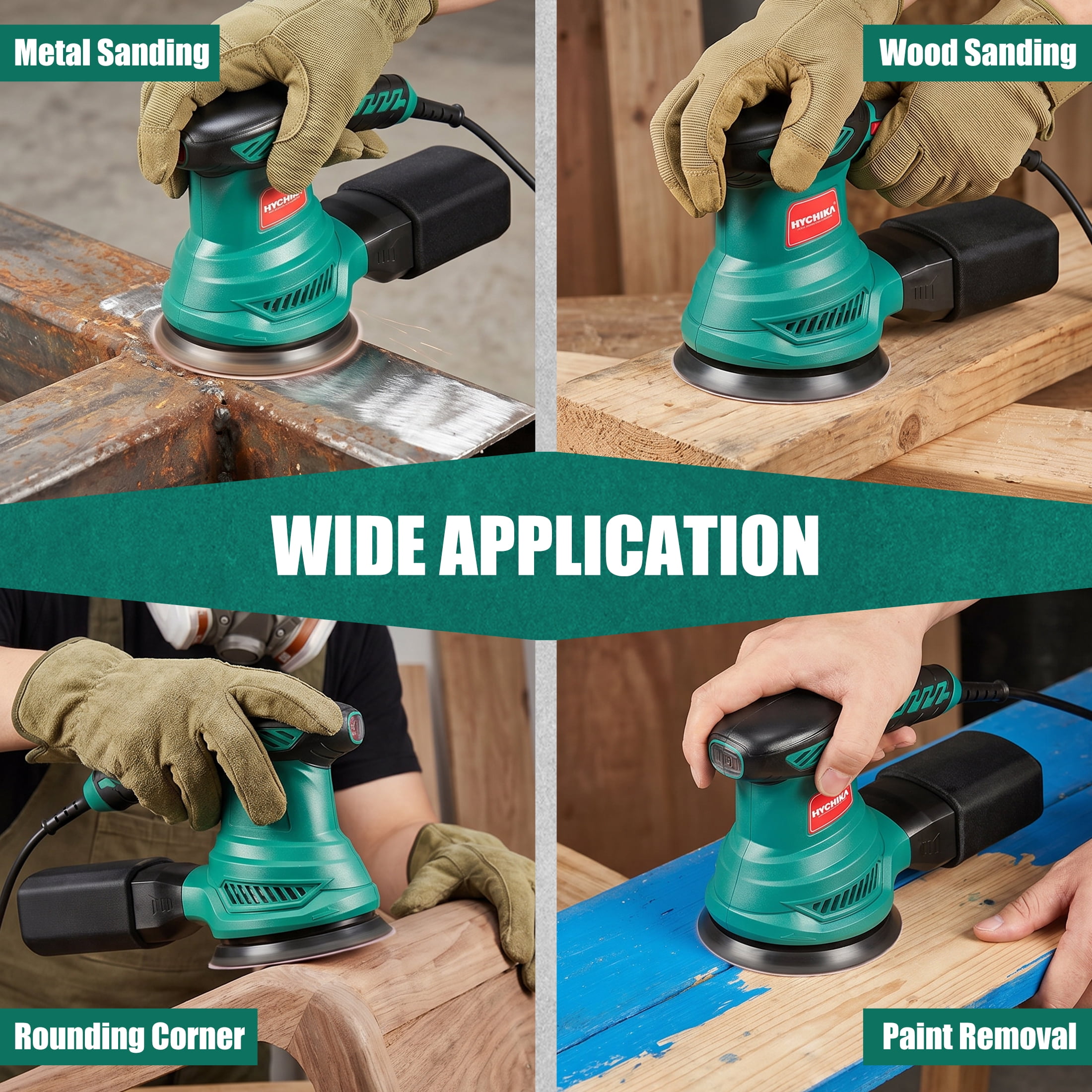 HYCHIKA 5-inch Random Orbital Sander, 6-Speed Variable Control with 12 Sanding Discs (5 in) qrq4l