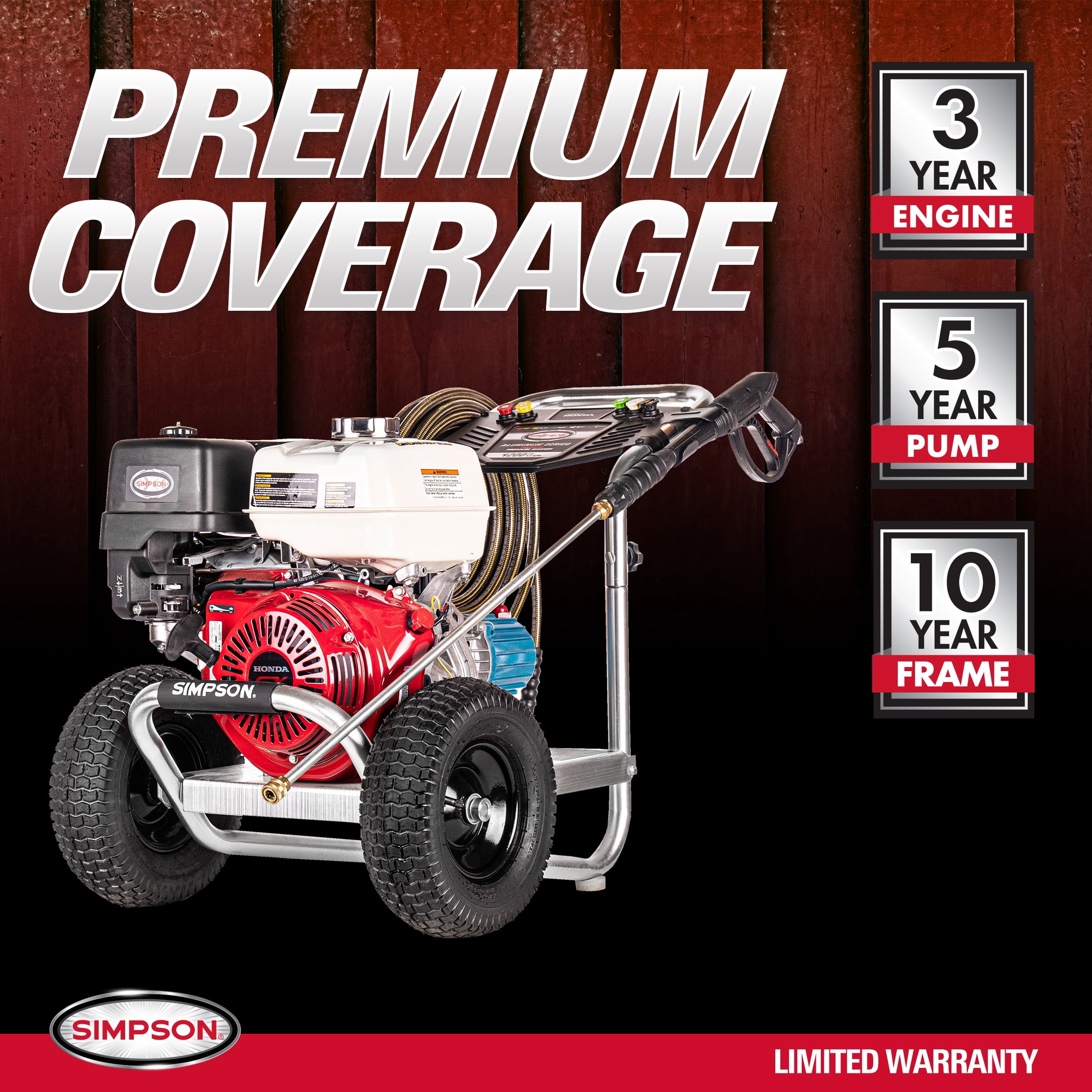 Simpson Cleaning ALH4240 Gas Pressure Washer with Honda Engine (4,200 PSI, 4.0 GPM, 50 ft Hose) fa98x