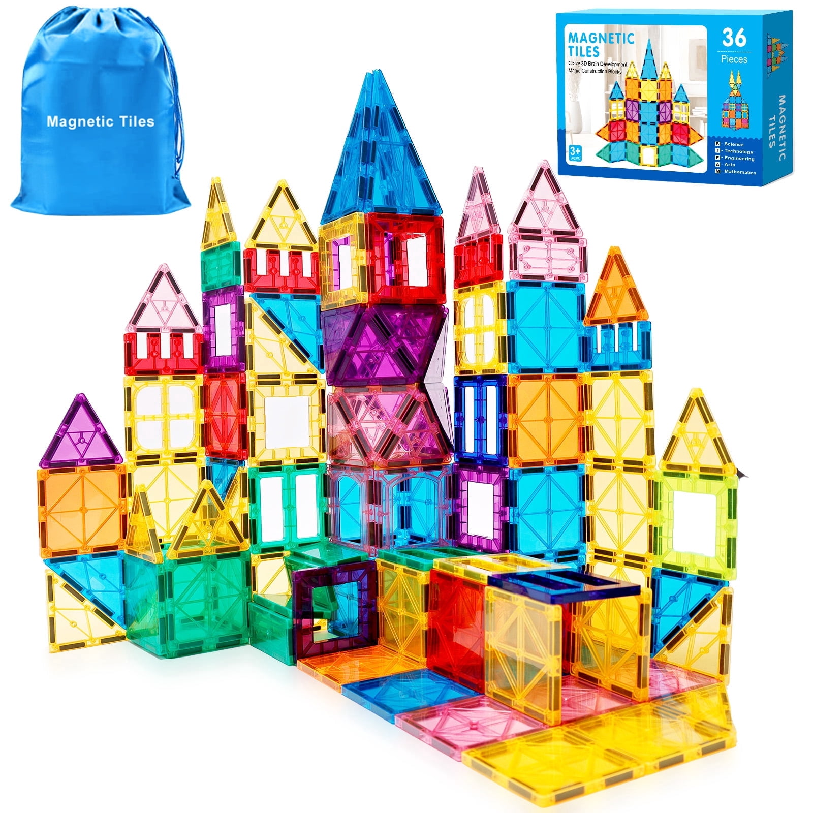 IYHN Magnetic Tiles Building Blocks STEM Educational Toy Set (Red, 36 Pieces) pj0i9