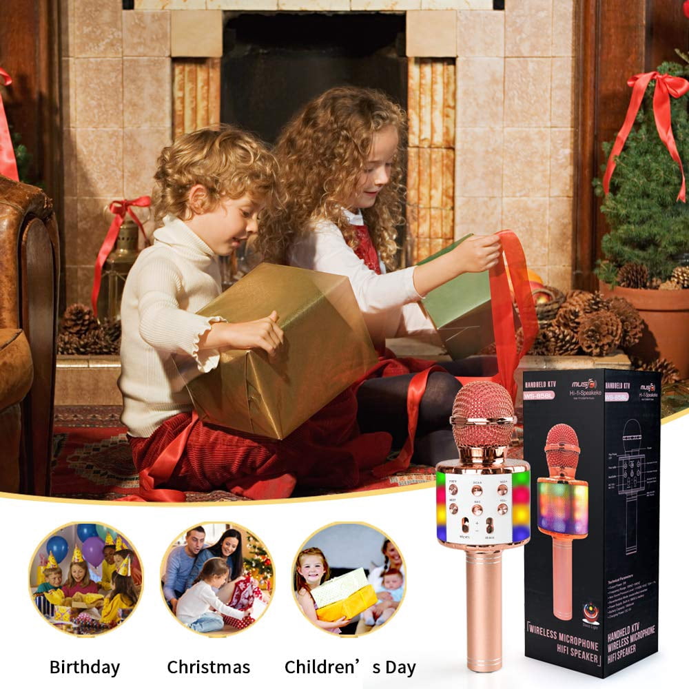 Dikence Wireless Bluetooth Karaoke Microphone for Kids (Gold, 1 Pack) 656l0 - Image 5