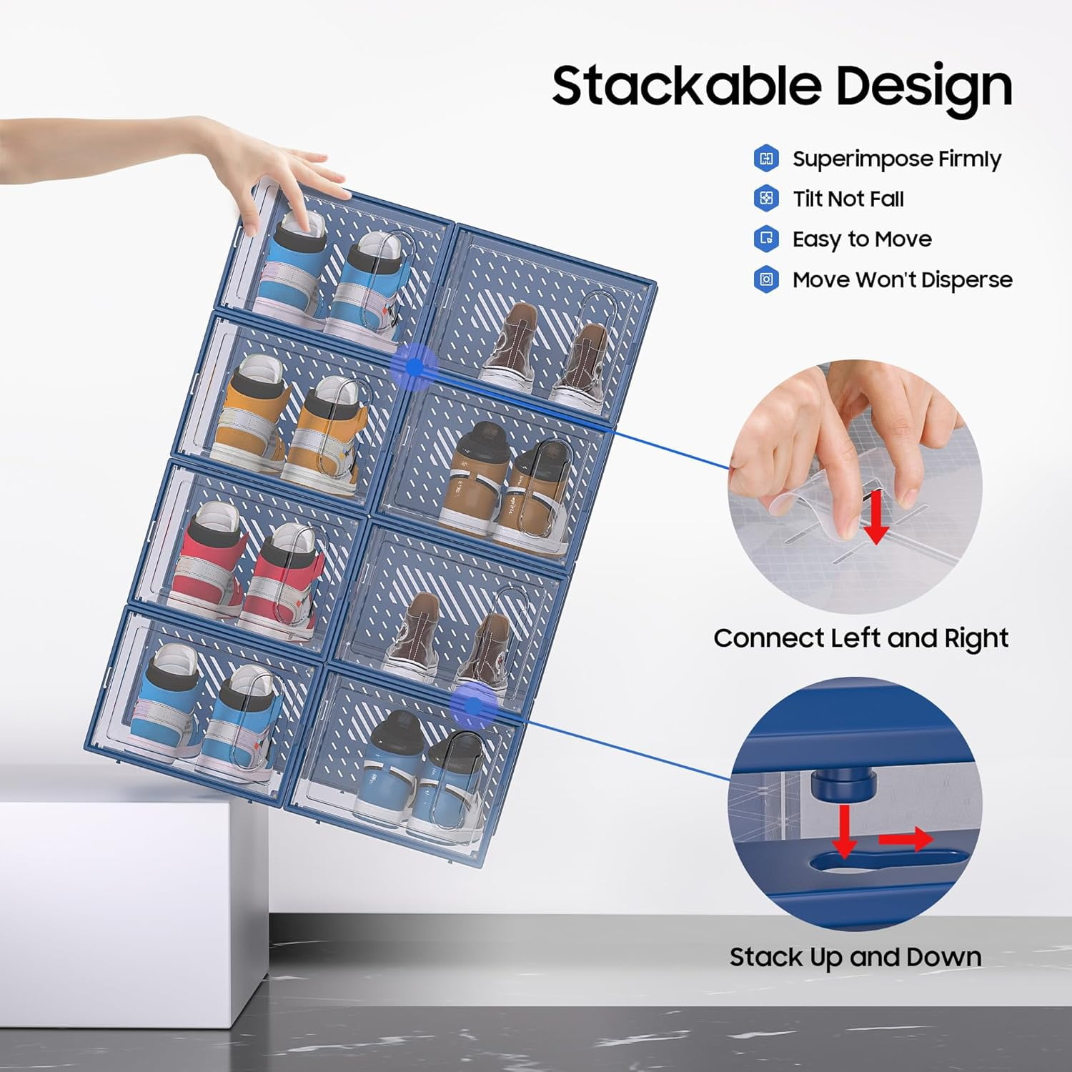 Generic Shoe Organizer Storage Box with Magnetic Door, Stackable Clear Plastic Sneaker Containers for Closet (Clear, 12 Pack, 13.1 in x 9.8 in x 7.1 in) r0w3i