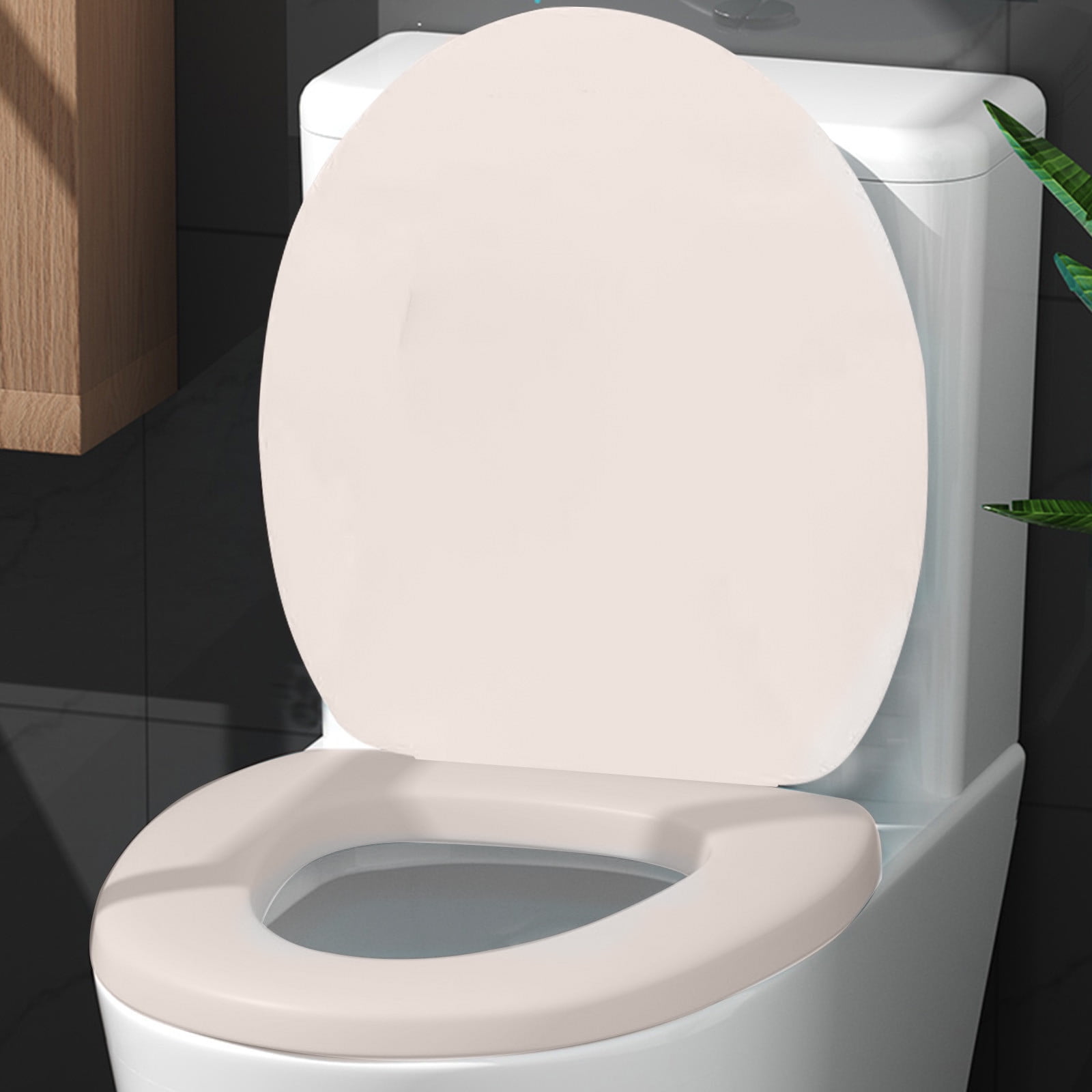 RoamHome Soft Close Round Toilet Seat, Quiet Slow-Closing Durable Plastic, Easy Install & Stable Design (White, 16x13 in) nr53o